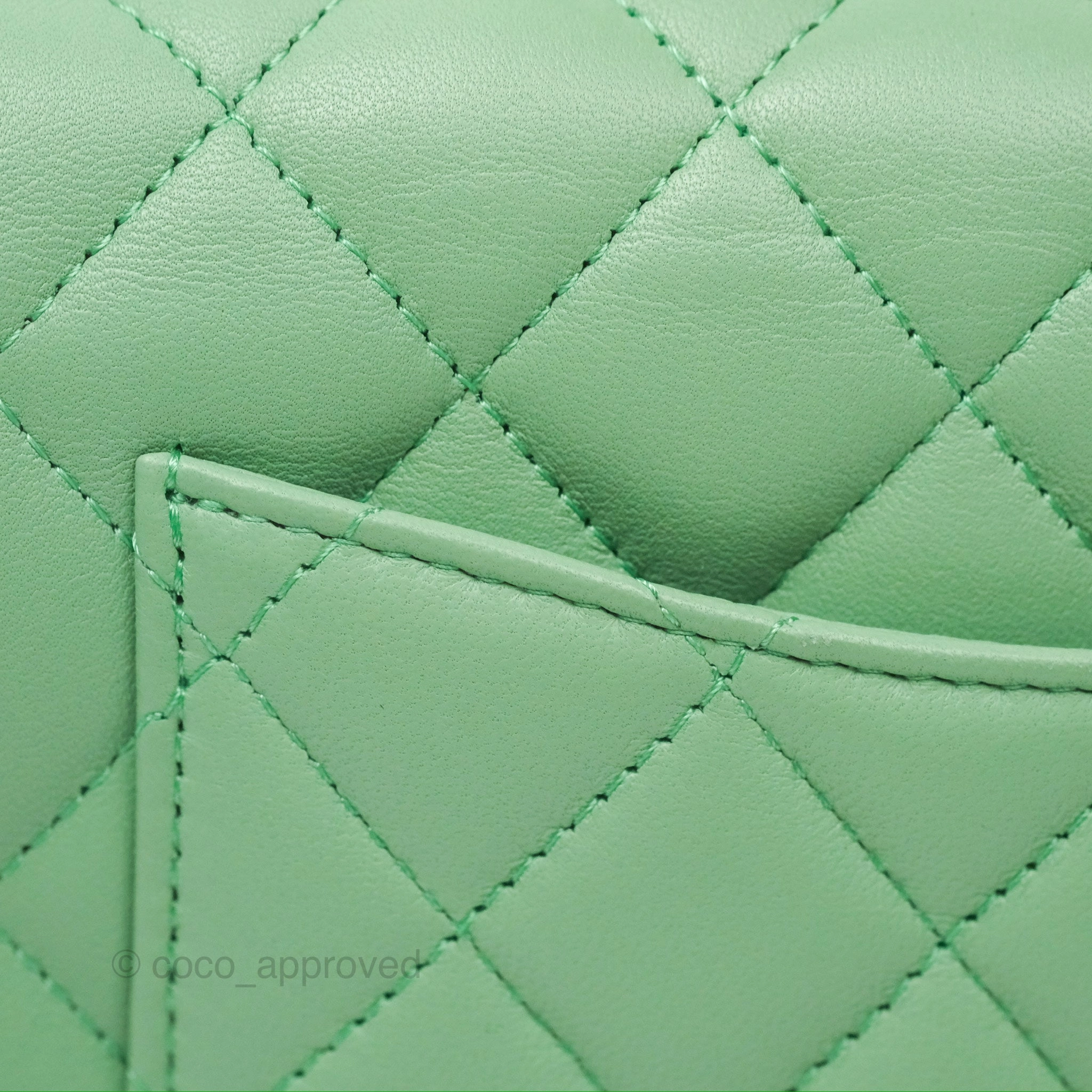 Chanel Top Handle Mini Rectangular Flap Bag Avocado Green Lambskin Gold Hardware