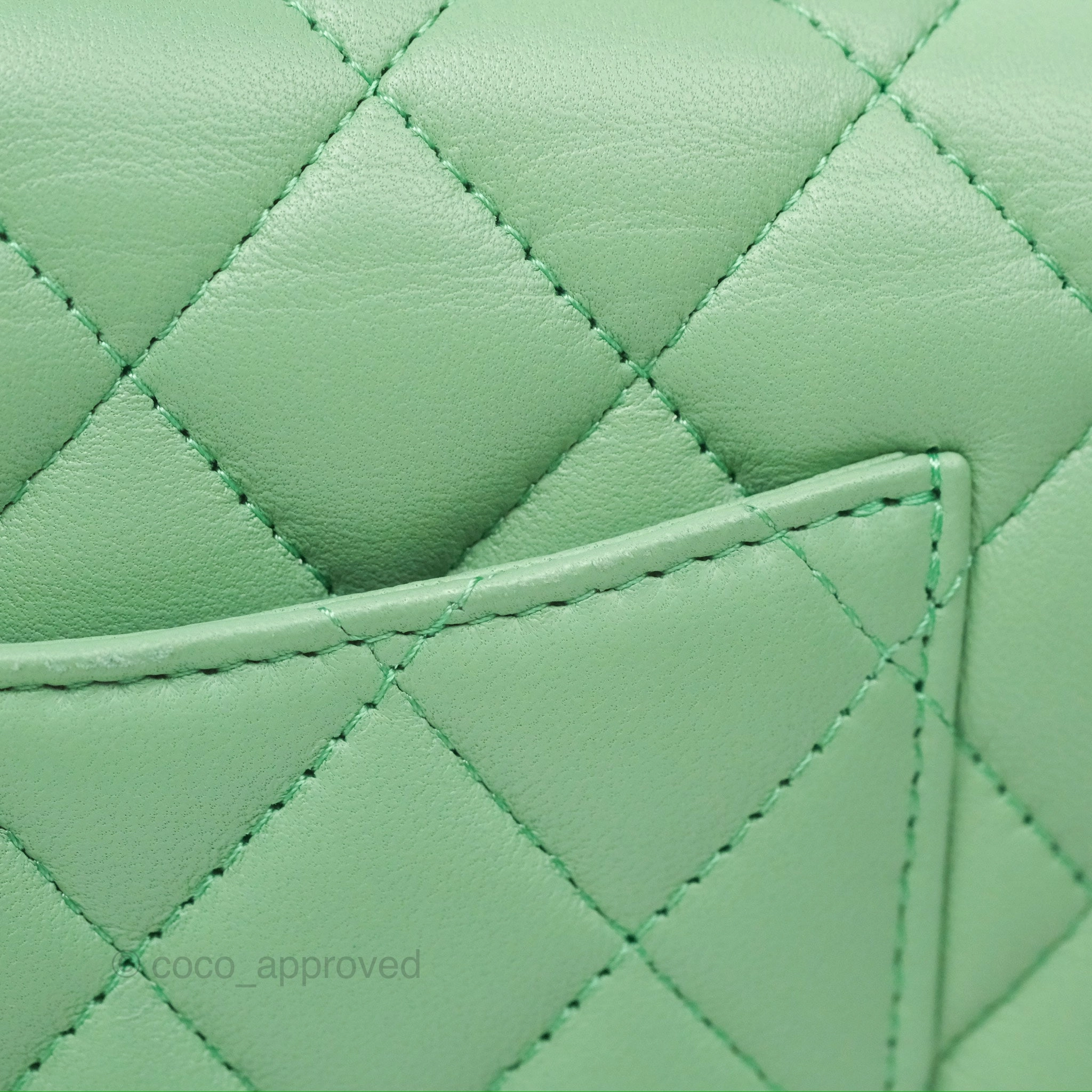 Chanel Top Handle Mini Rectangular Flap Bag Avocado Green Lambskin Gold Hardware