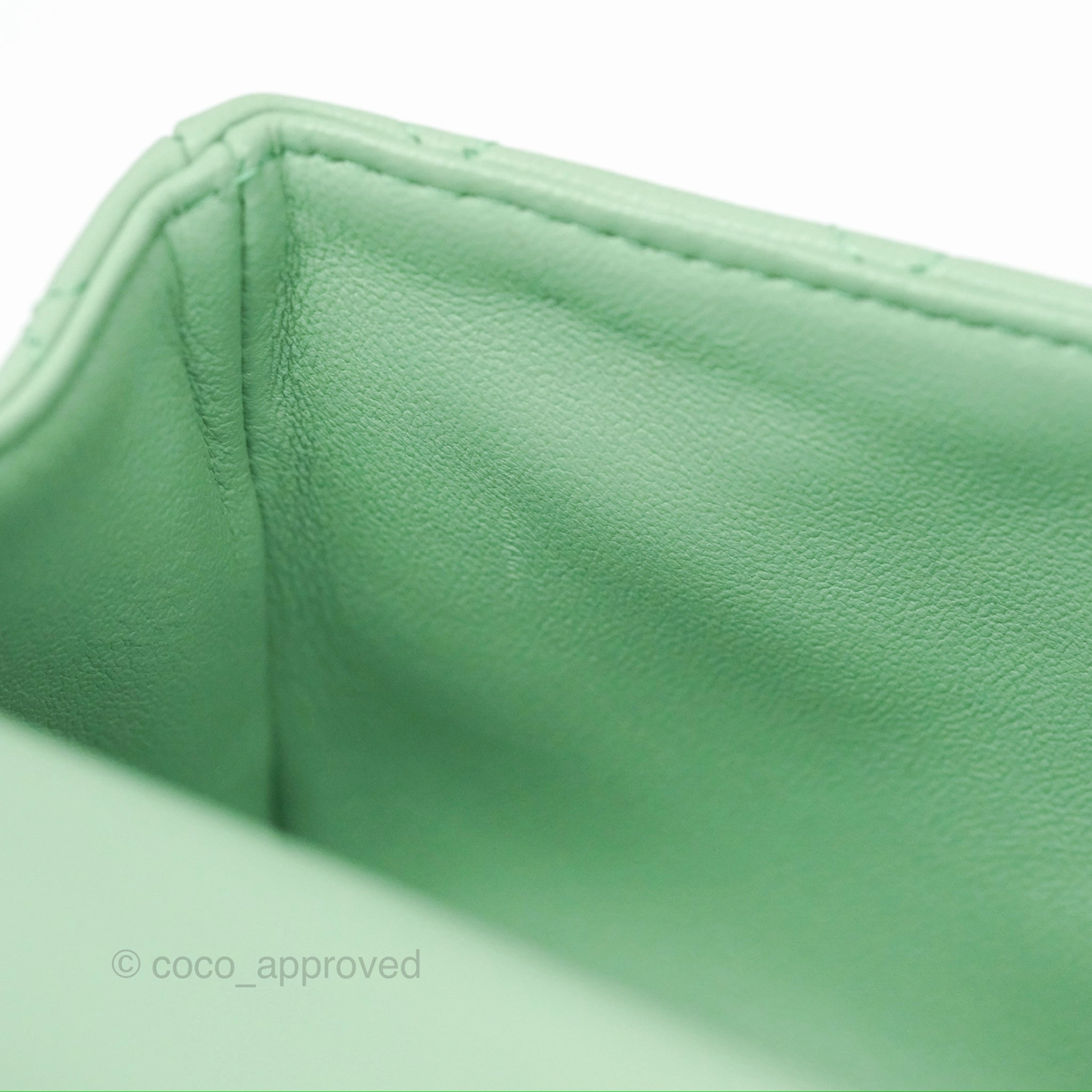 Chanel Top Handle Mini Rectangular Flap Bag Avocado Green Lambskin Gold Hardware