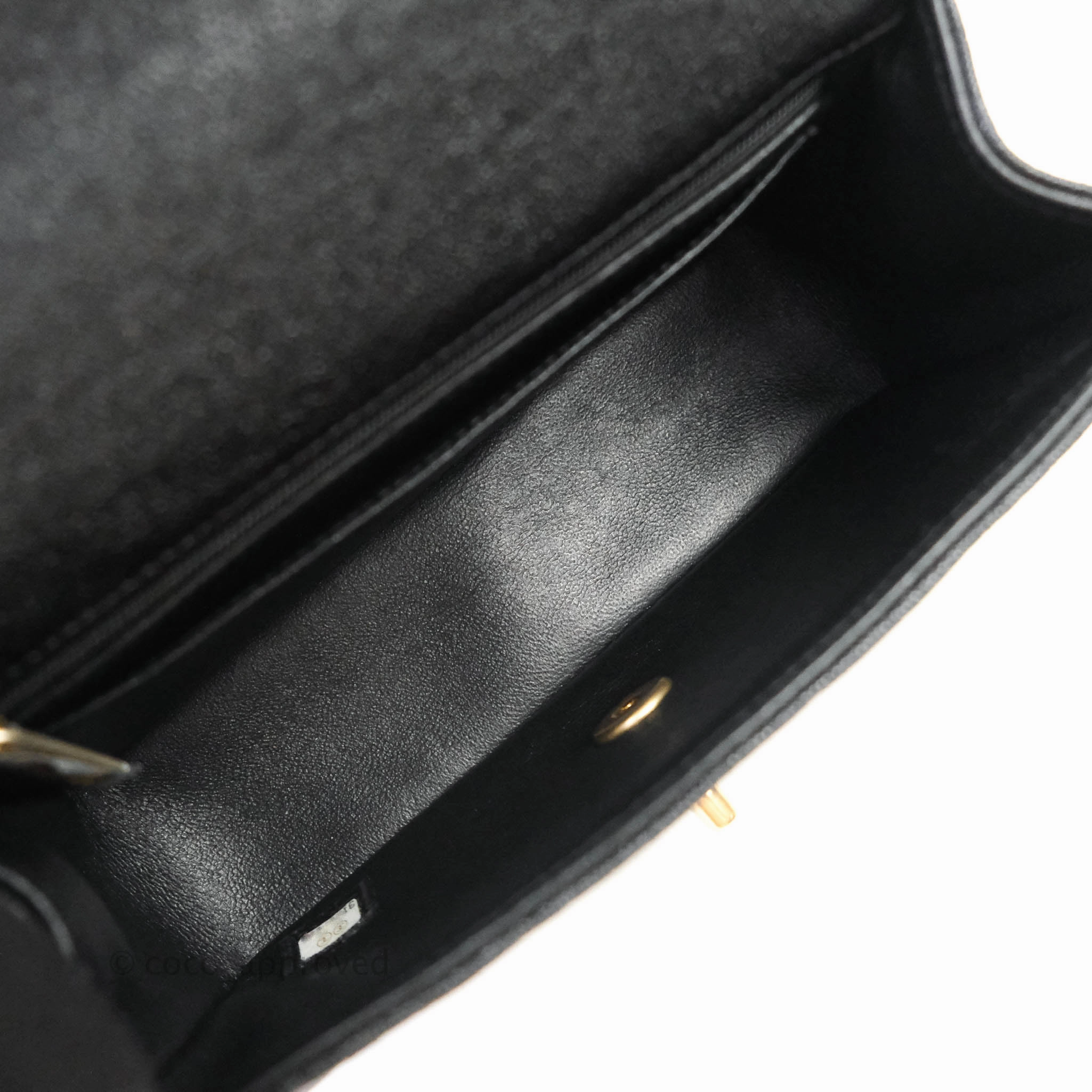 Chanel Top Handle Mini Rectangular Flap Bag Black Caviar Gold Hardware 21S