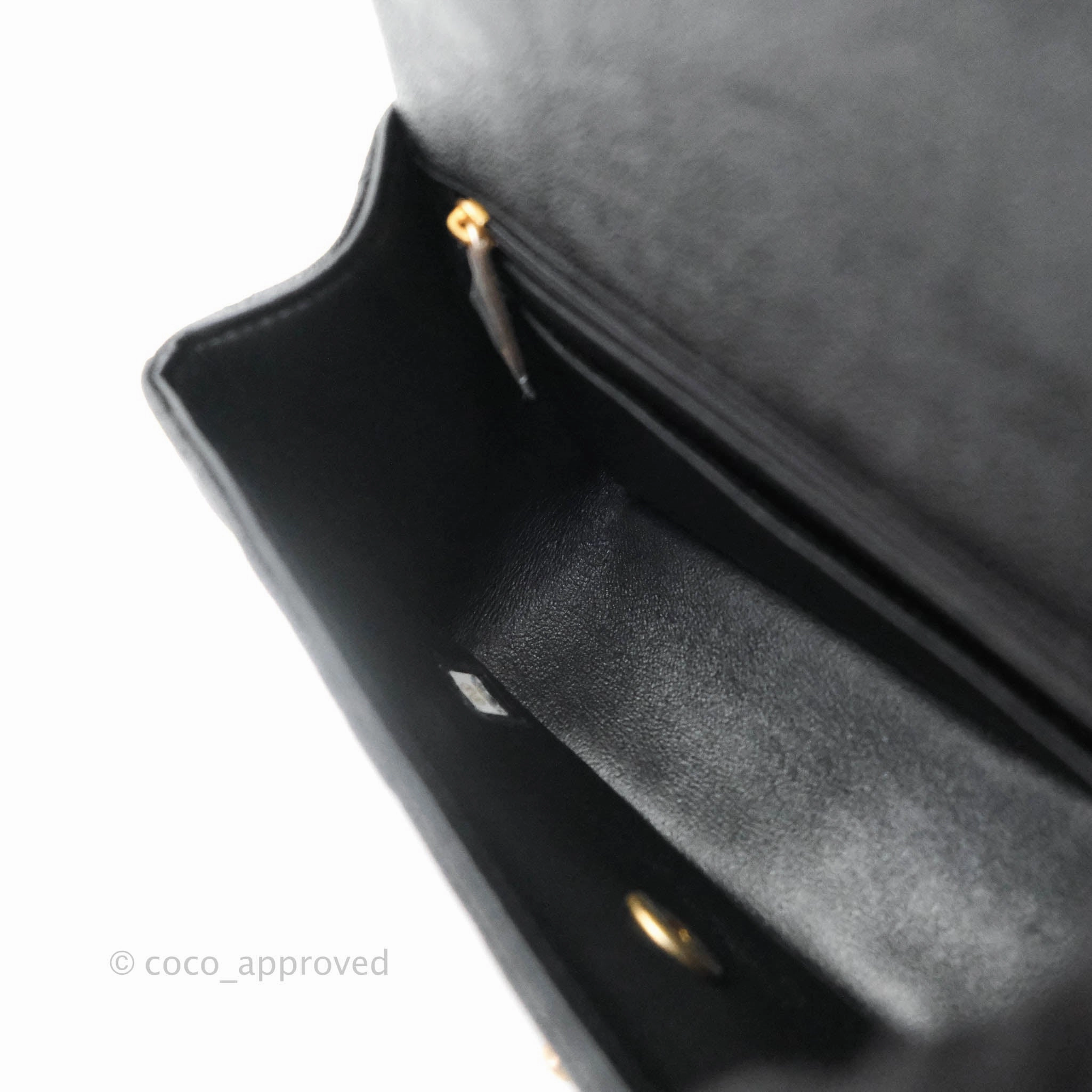 Chanel Top Handle Mini Rectangular Flap Bag Black Caviar Gold Hardware 21S