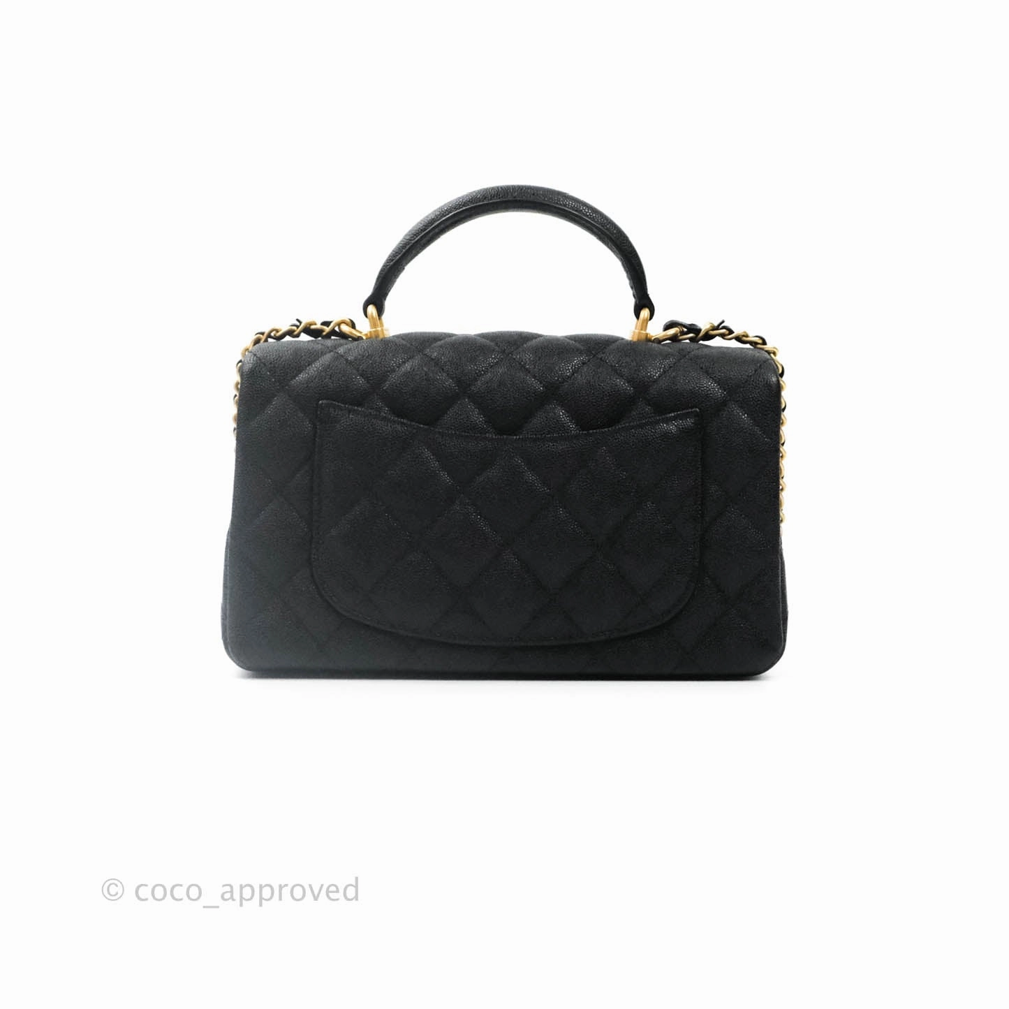 Chanel Top Handle Mini Rectangular Flap Bag Black Caviar Gold Hardware 21S