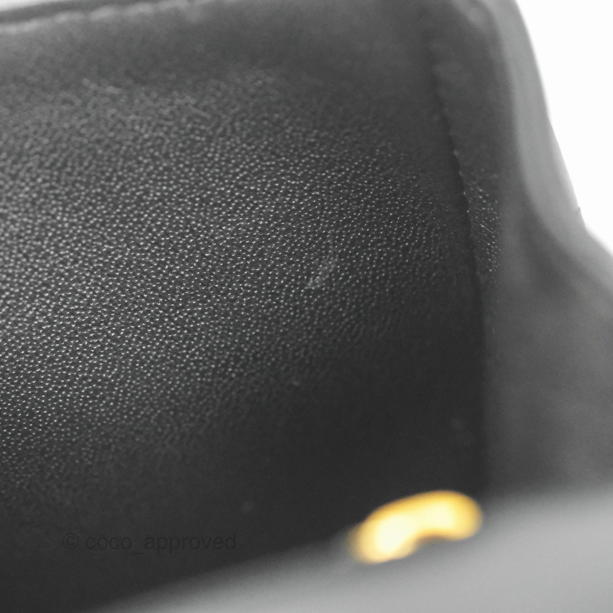 Chanel Top Handle Mini Rectangular Flap Bag Black Lambskin Aged Gold Hardware 21A