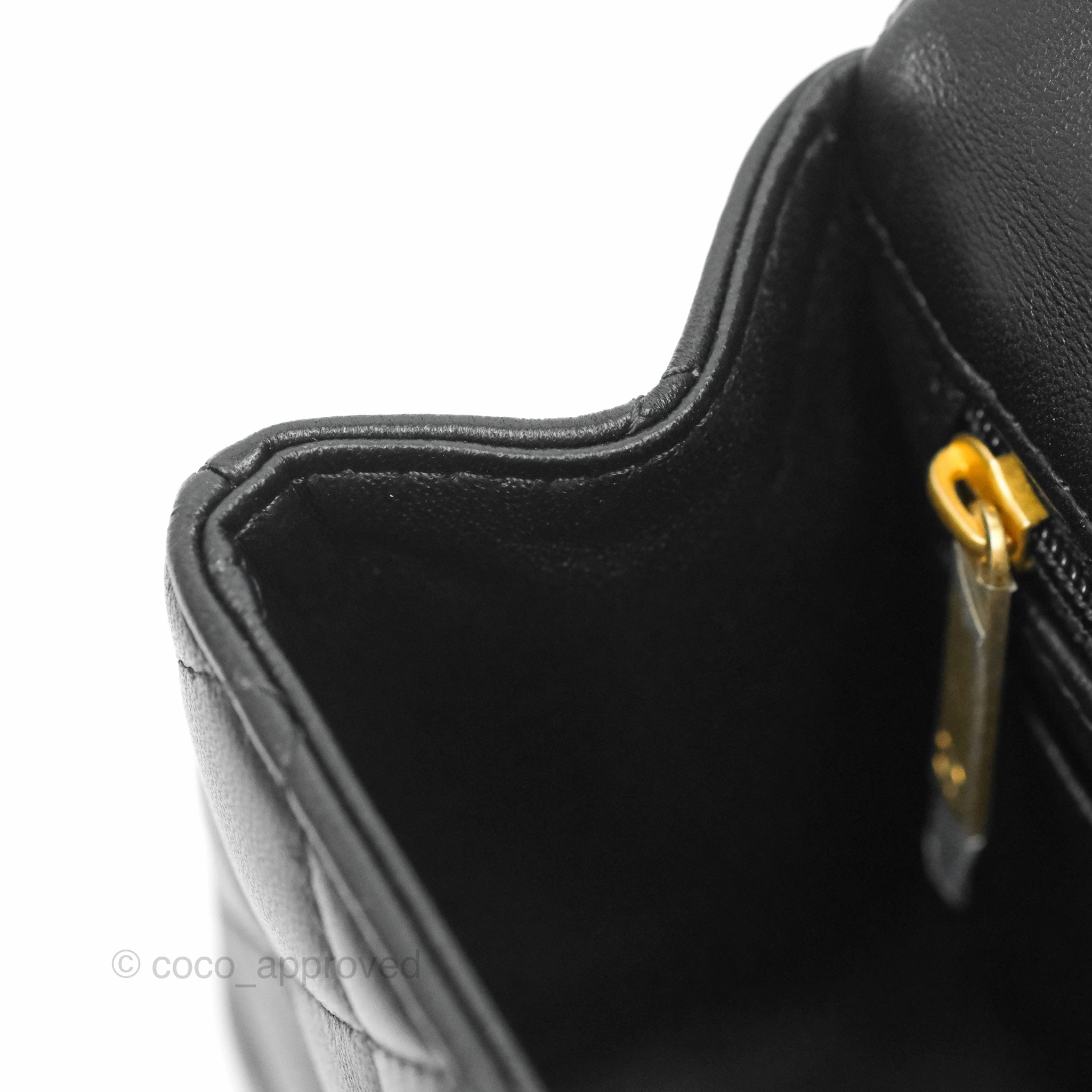 Chanel Top Handle Mini Rectangular Flap Bag Black Lambskin Aged Gold Hardware 21A