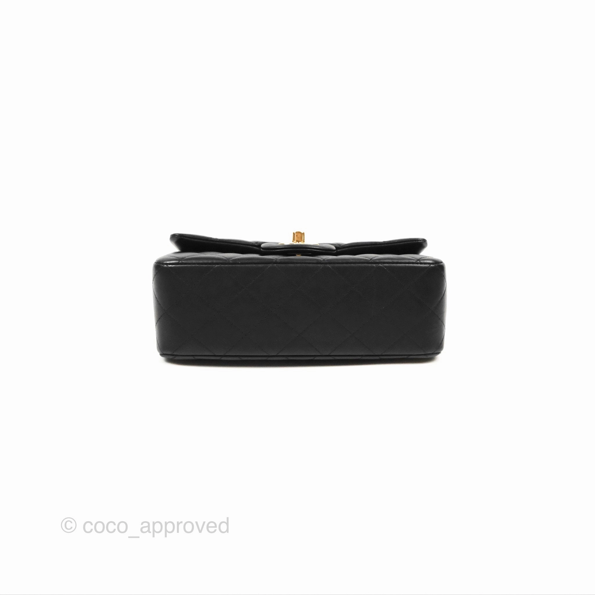 Chanel Top Handle Mini Rectangular Flap Bag Black Lambskin Gold Hardware
