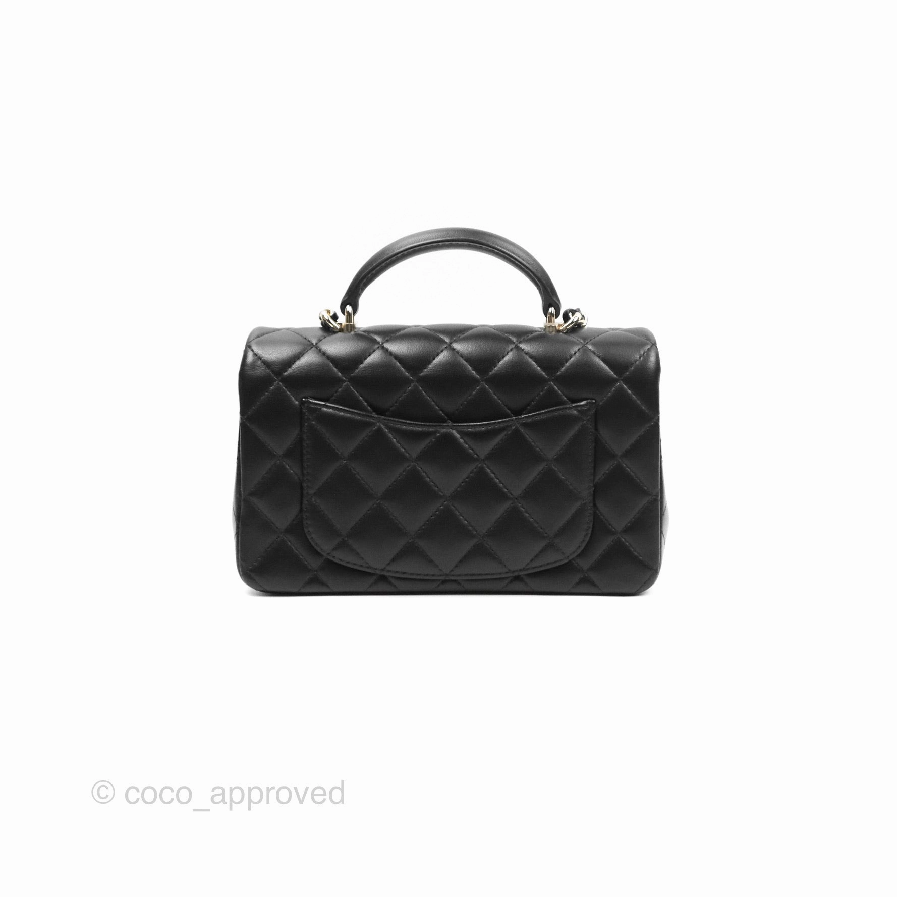 Chanel Top Handle Mini Rectangular Flap Bag Black Lambskin Gold Hardware