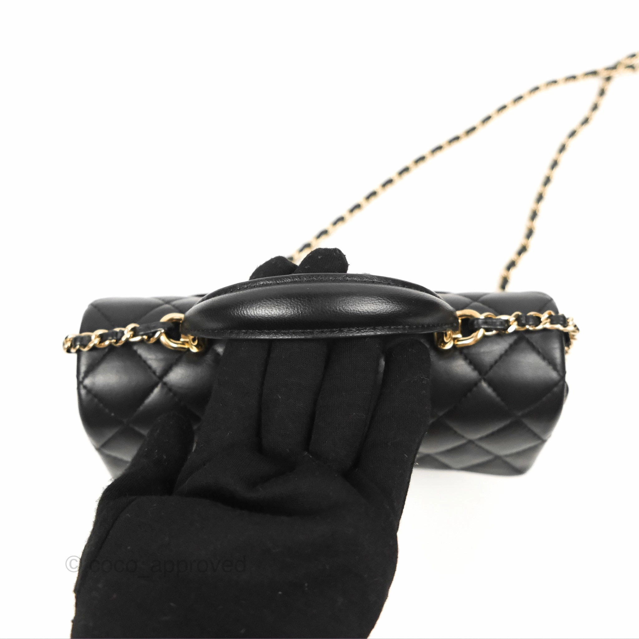 Chanel Top Handle Mini Rectangular Flap Bag Black Lambskin Gold Hardware