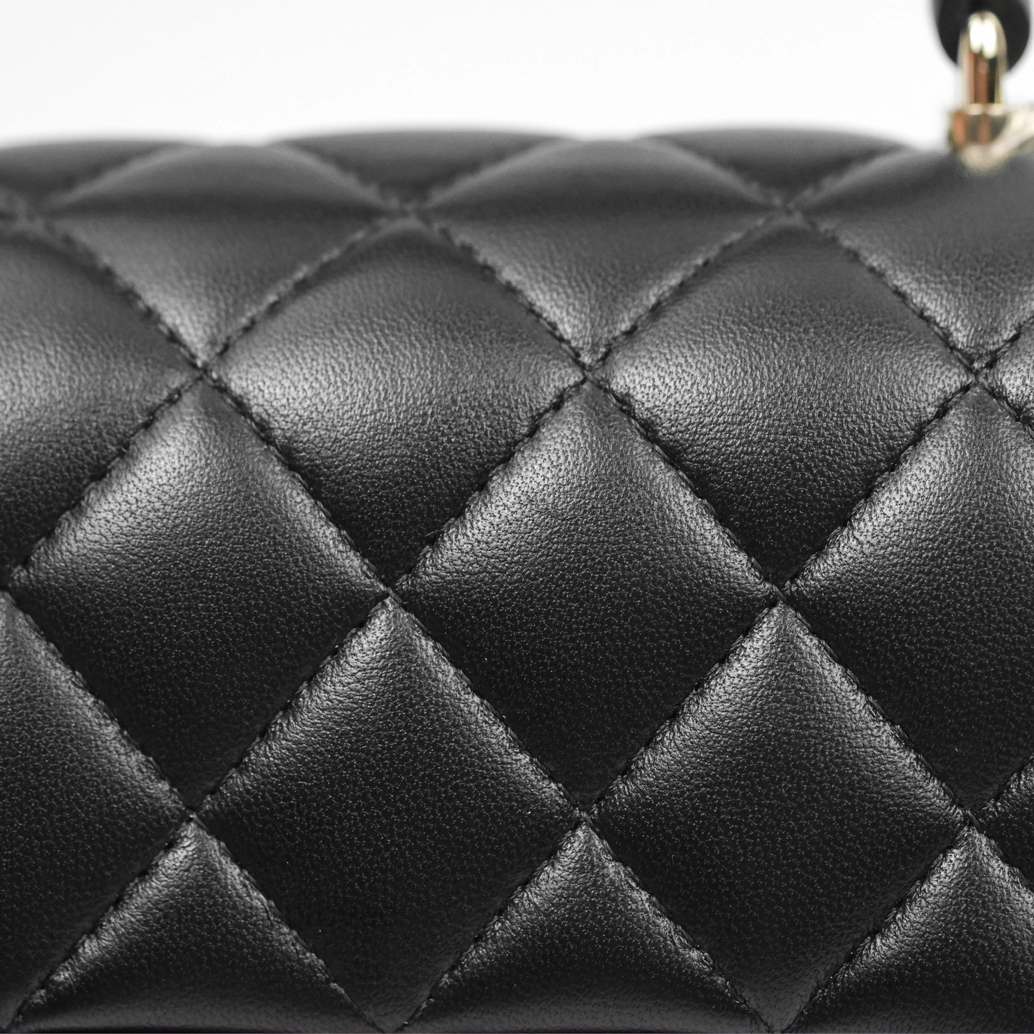 Chanel Top Handle Mini Rectangular Flap Bag Black Lambskin Gold Hardware