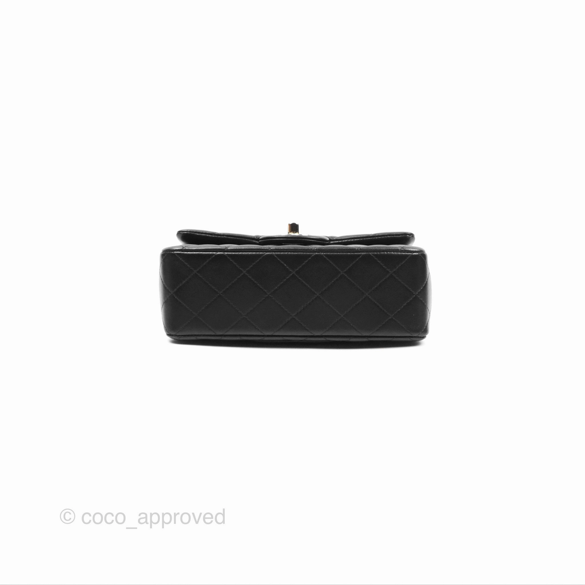 Chanel Top Handle Mini Rectangular Flap Bag Black Lambskin Gold Hardware