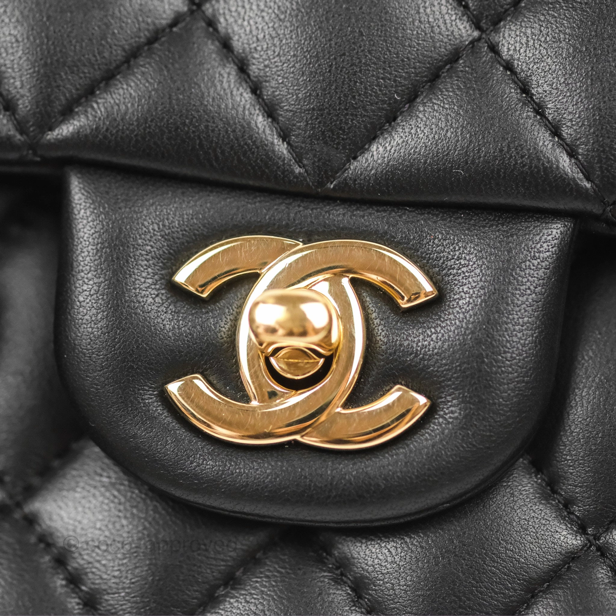 Chanel Top Handle Mini Rectangular Flap Bag Black Lambskin Gold Hardware