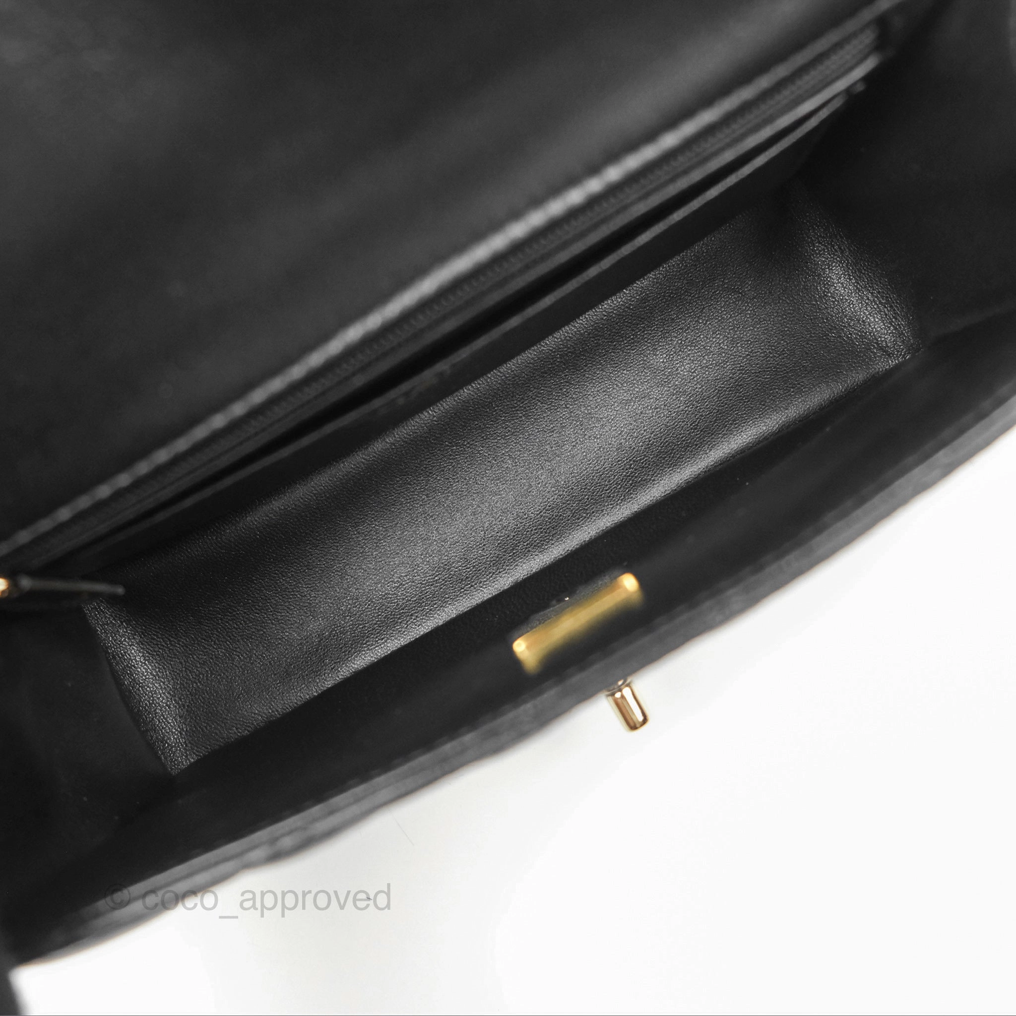 Chanel Top Handle Mini Rectangular Flap Bag Black Lambskin Gold Hardware