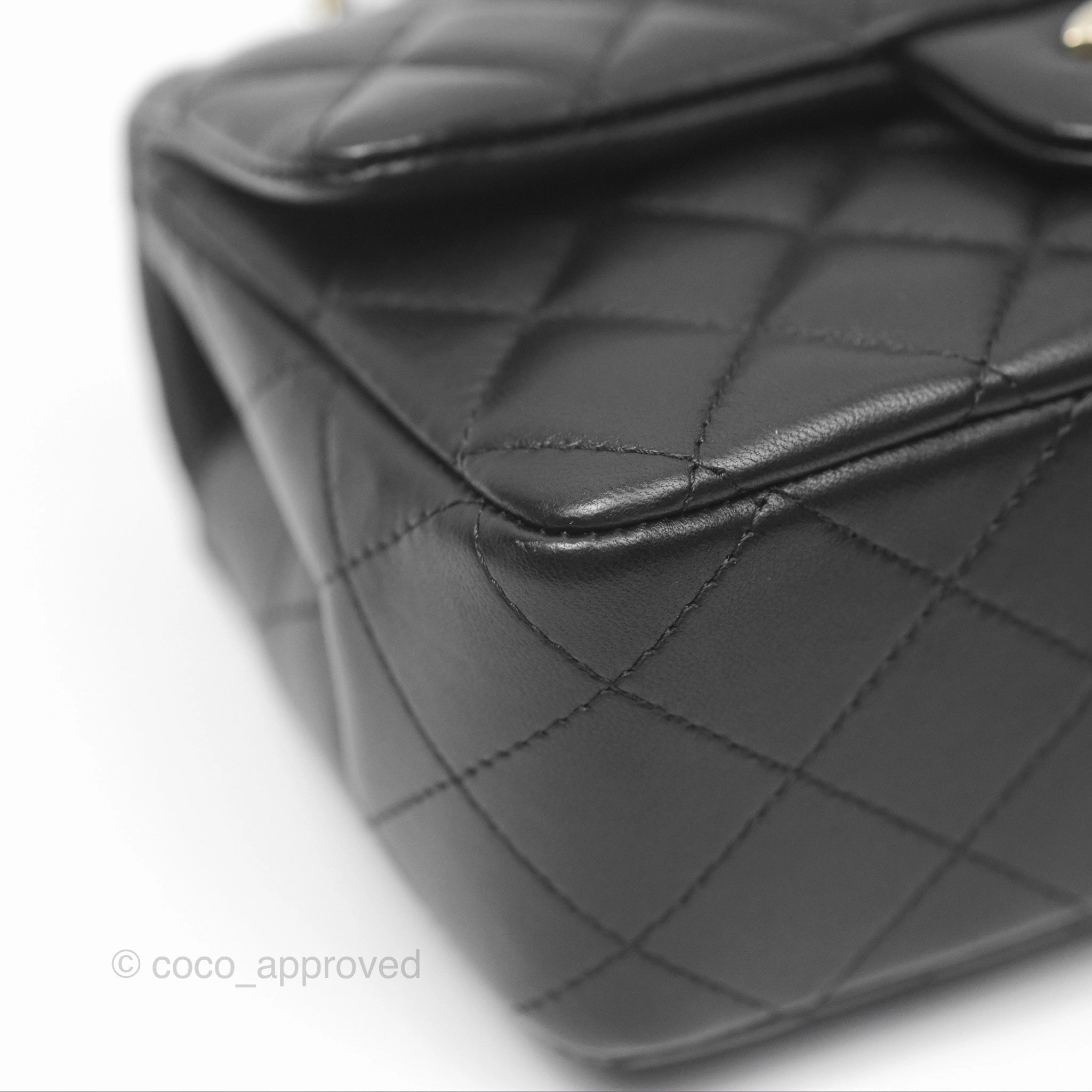 Chanel Top Handle Mini Rectangular Flap Bag Black Lambskin Gold Hardware