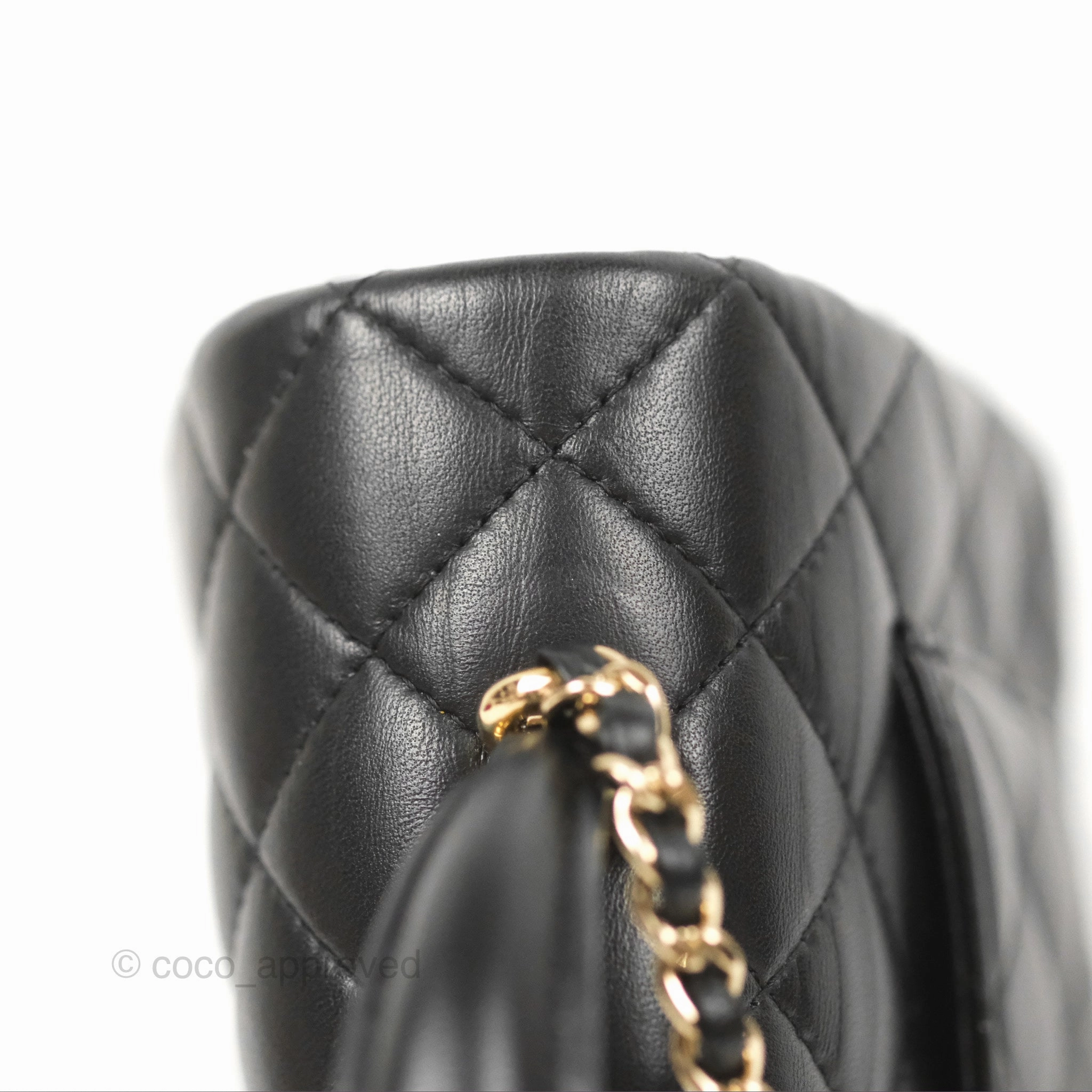 Chanel Top Handle Mini Rectangular Flap Bag Black Lambskin Gold Hardware