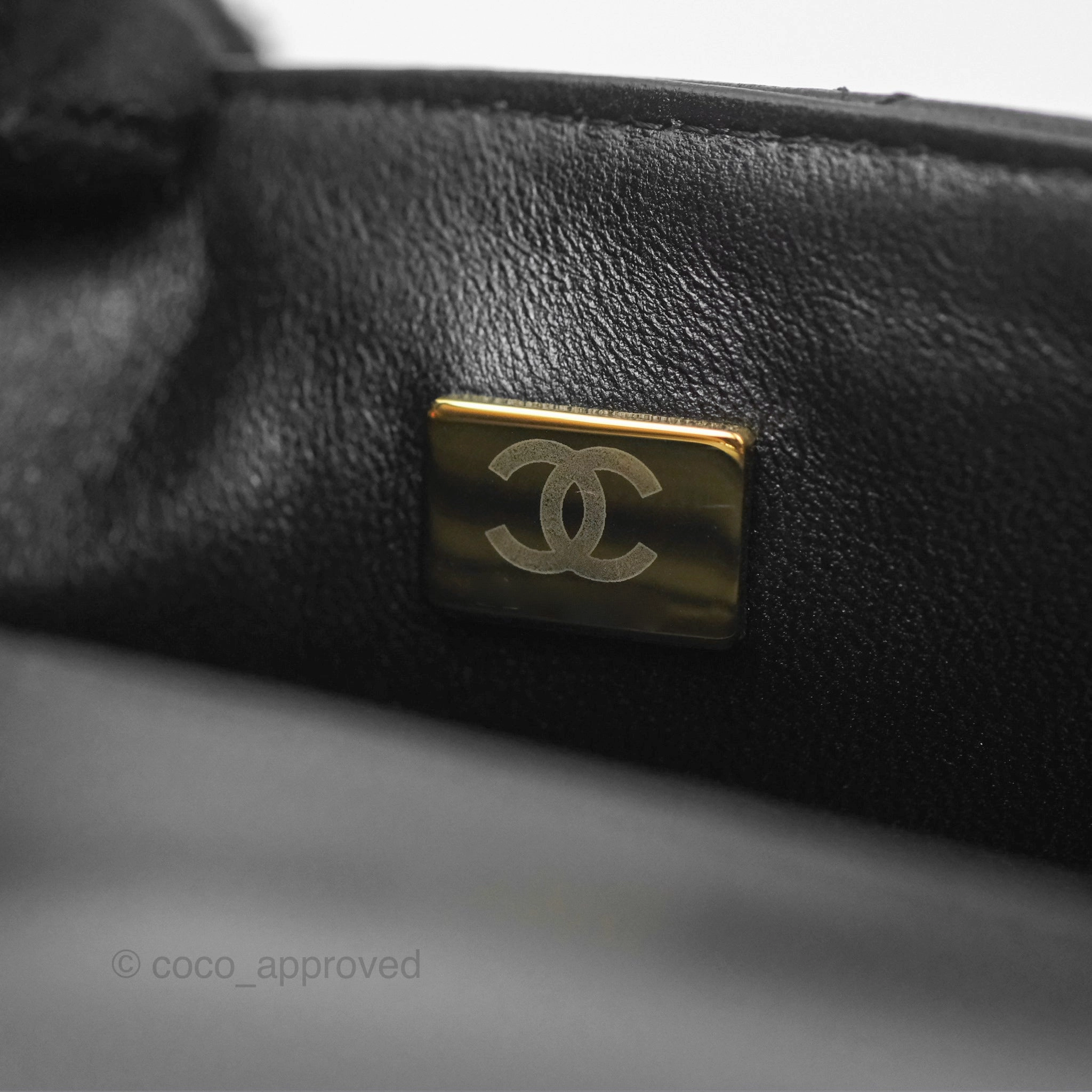 Chanel Top Handle Mini Rectangular Flap Bag Black Lambskin Gold Hardware