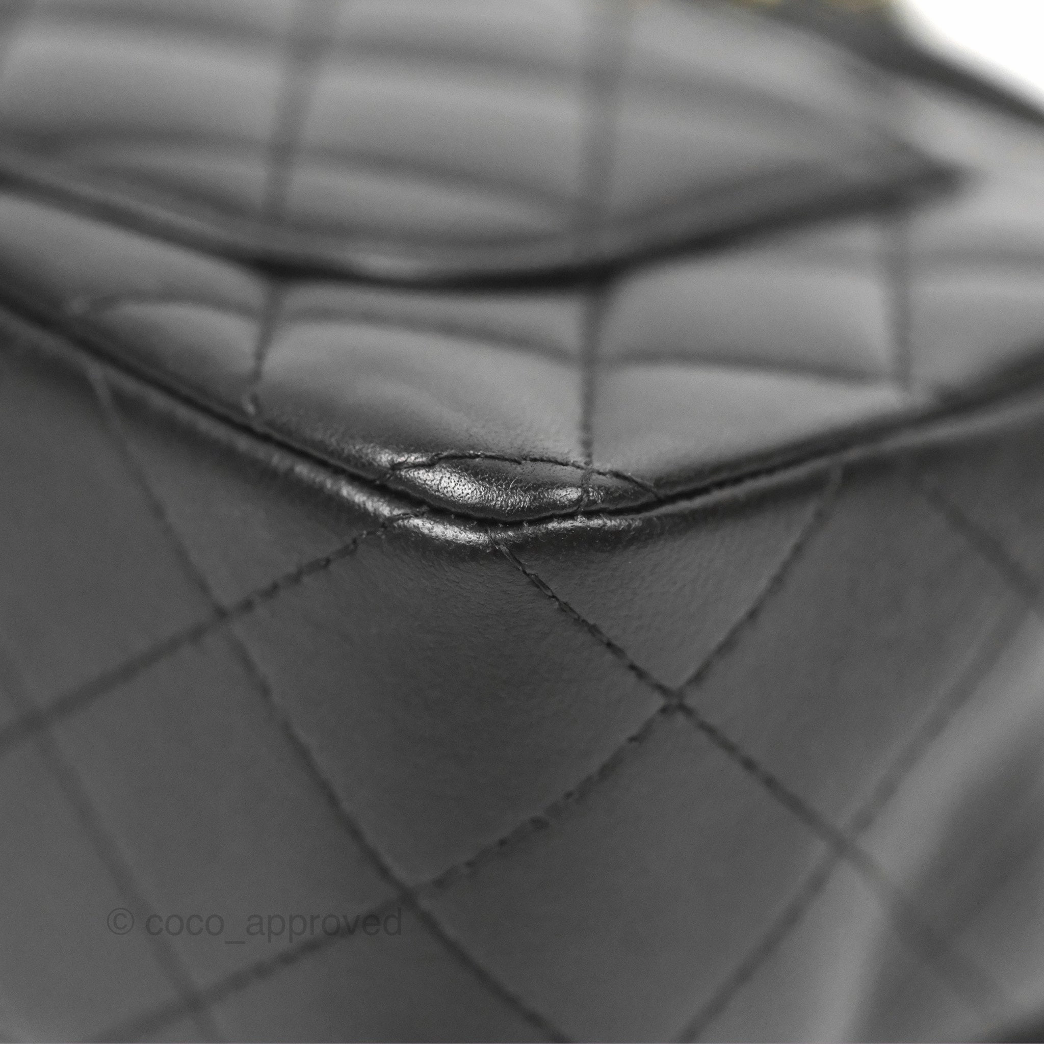 Chanel Top Handle Mini Rectangular Flap Bag Black Lambskin Gold Hardware