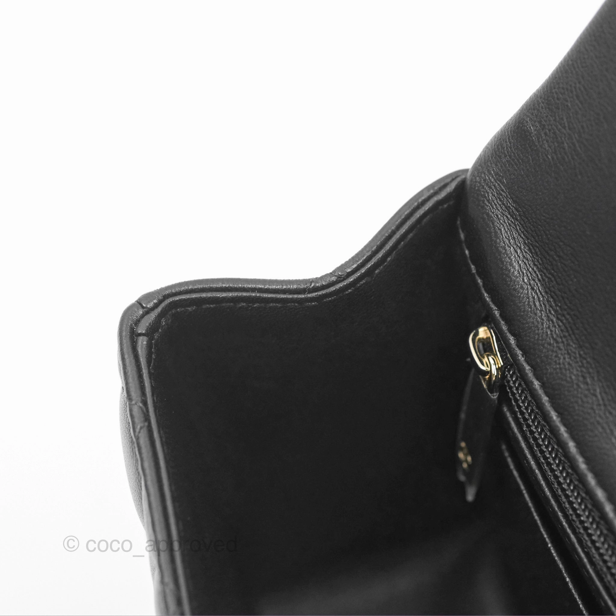 Chanel Top Handle Mini Rectangular Flap Bag Black Lambskin Gold Hardware