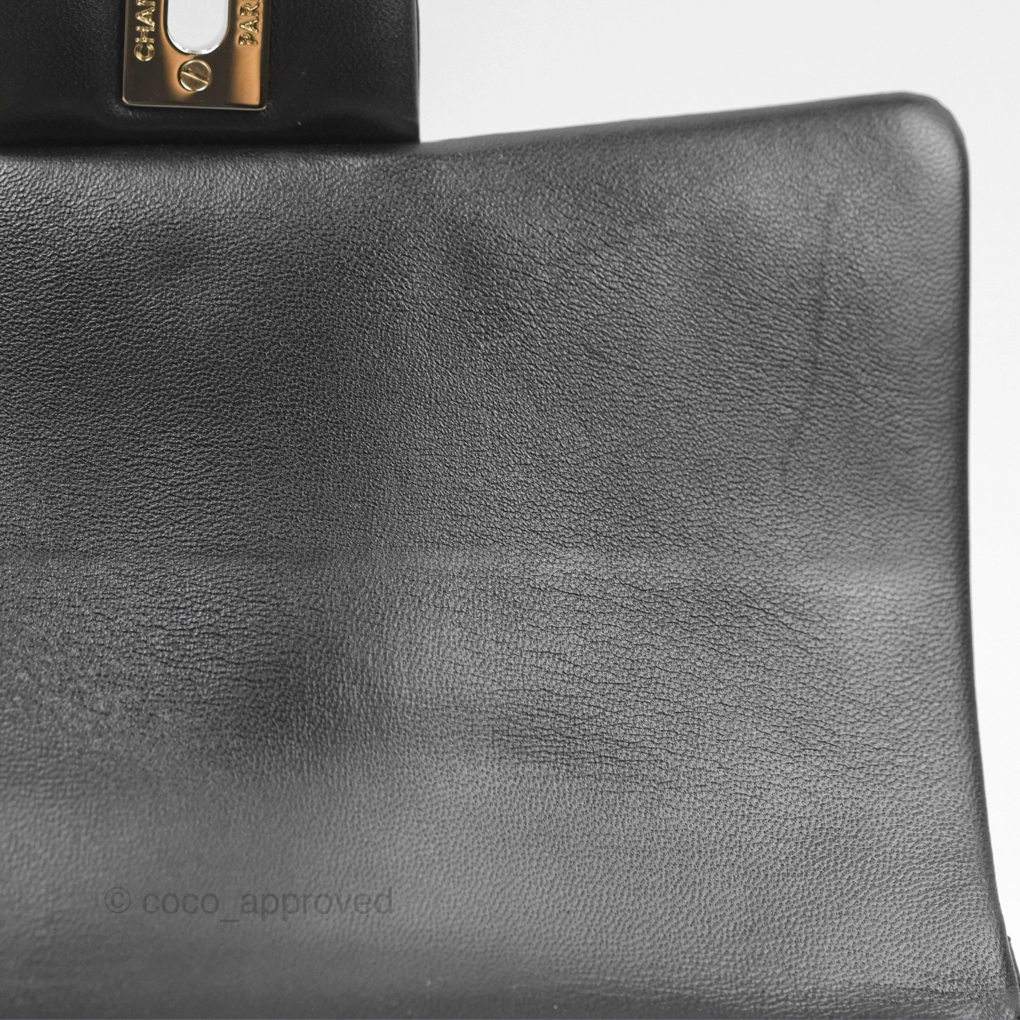 Chanel Top Handle Mini Rectangular Flap Bag Black Lambskin Gold Hardware