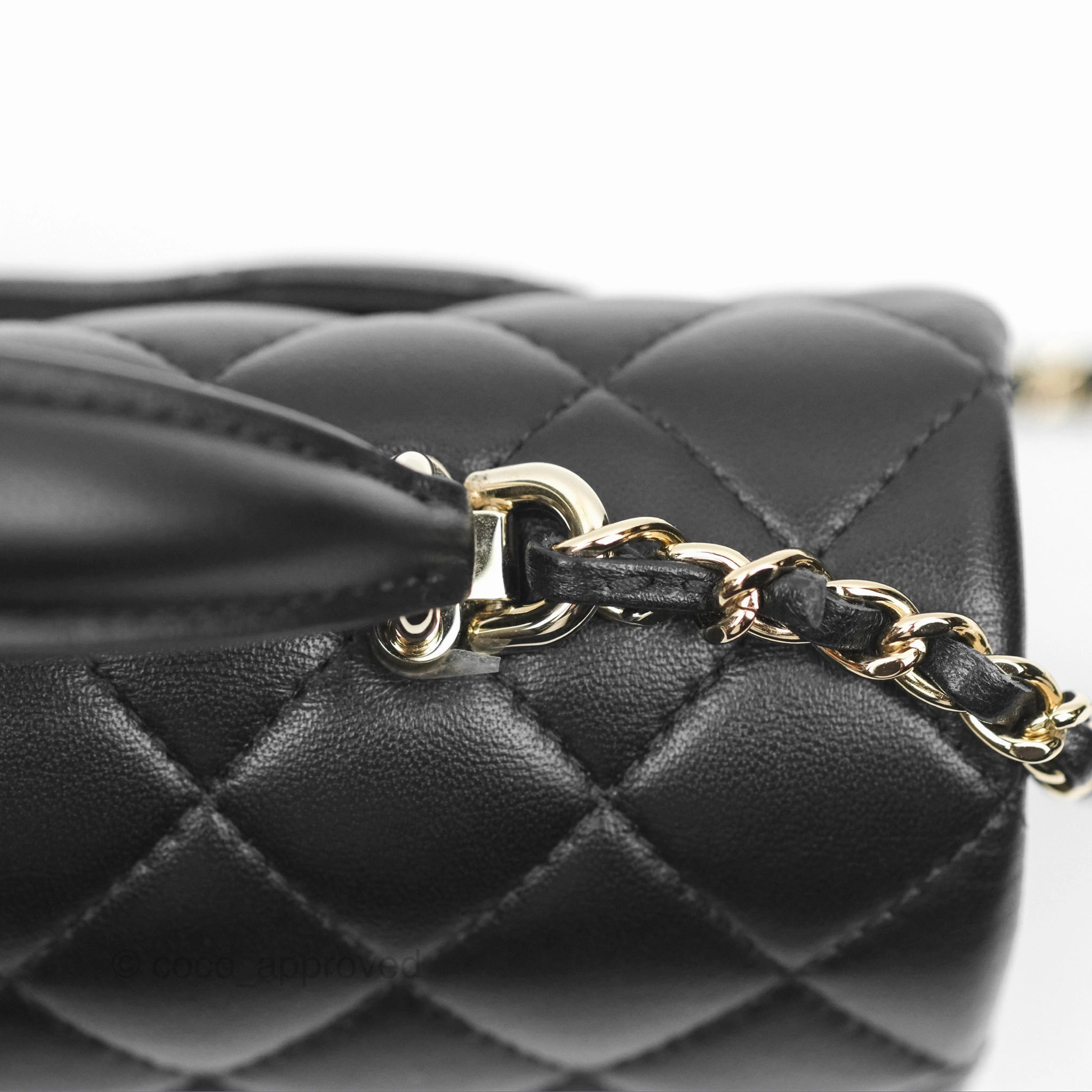 Chanel Top Handle Mini Rectangular Flap Bag Black Lambskin Gold Hardware