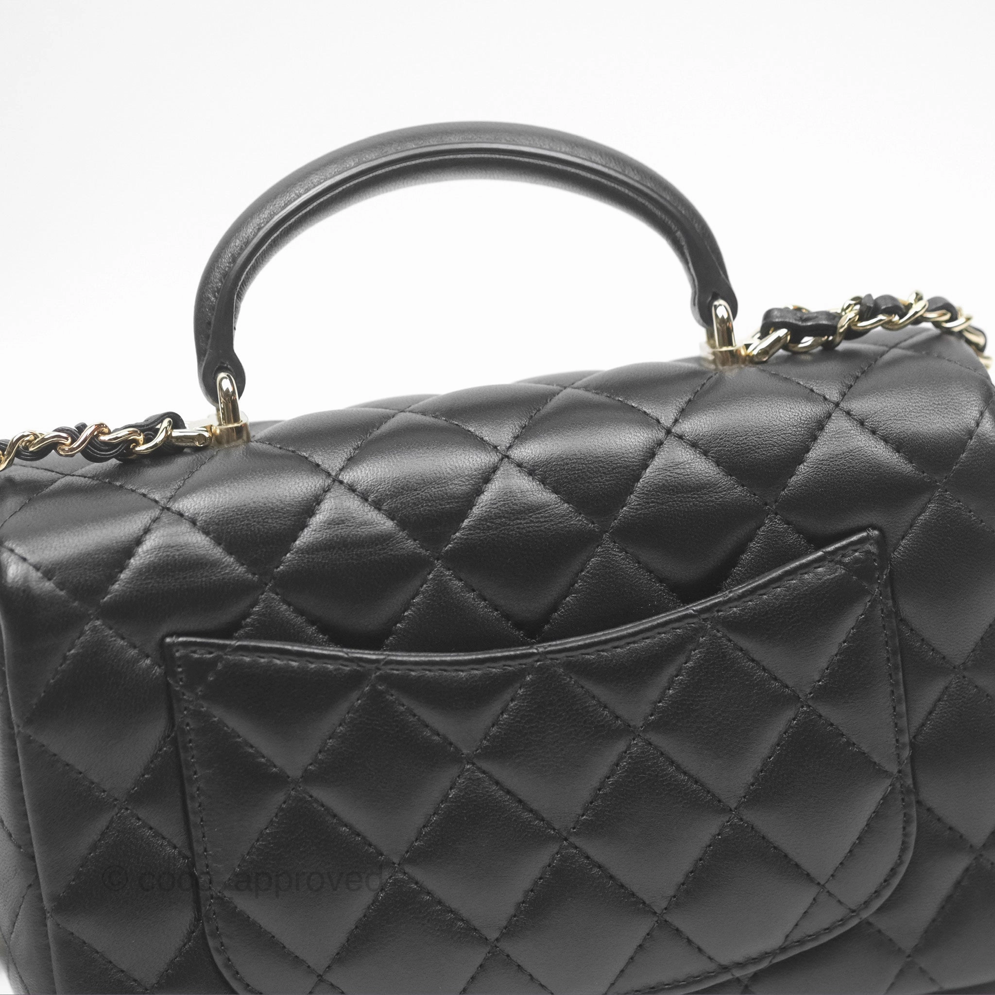 Chanel Top Handle Mini Rectangular Flap Bag Black Lambskin Gold Hardware