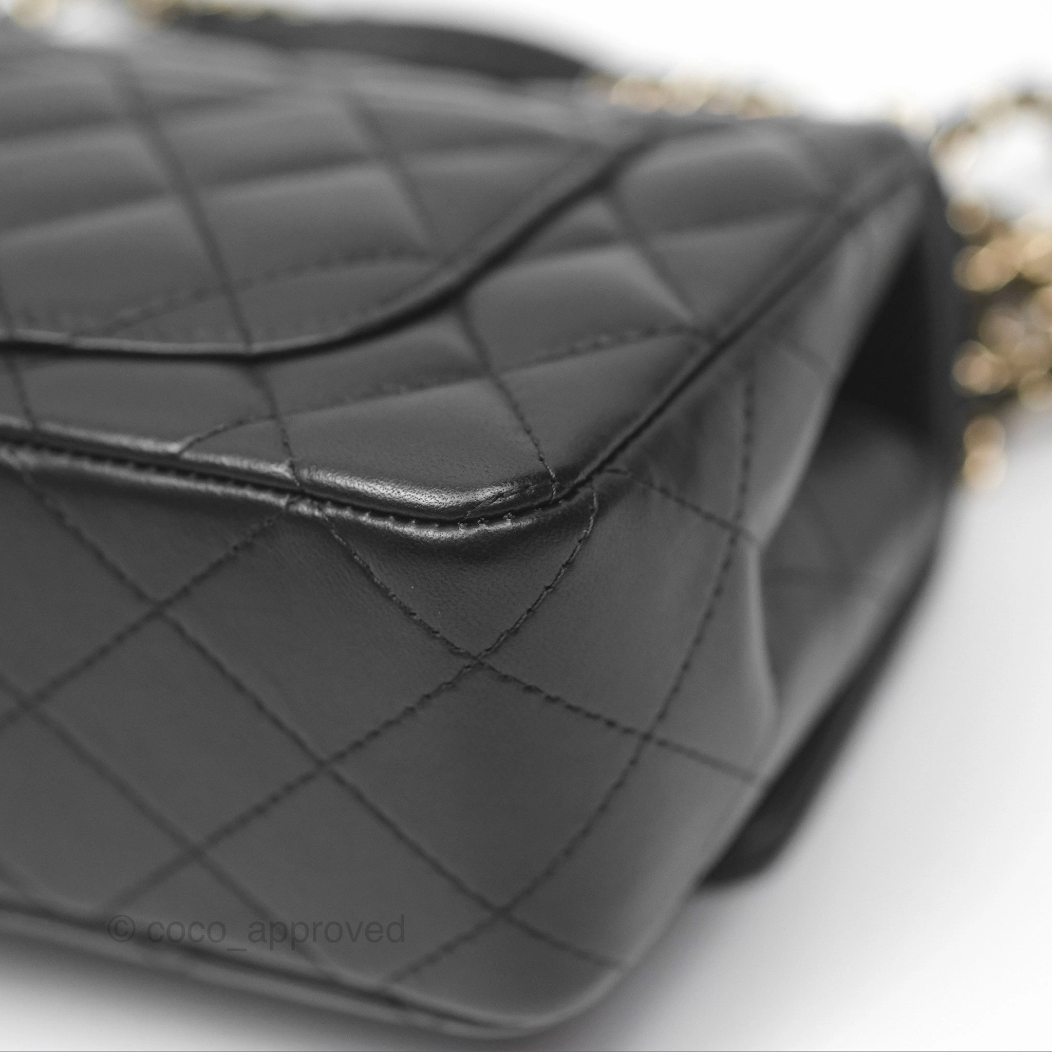 Chanel Top Handle Mini Rectangular Flap Bag Black Lambskin Gold Hardware