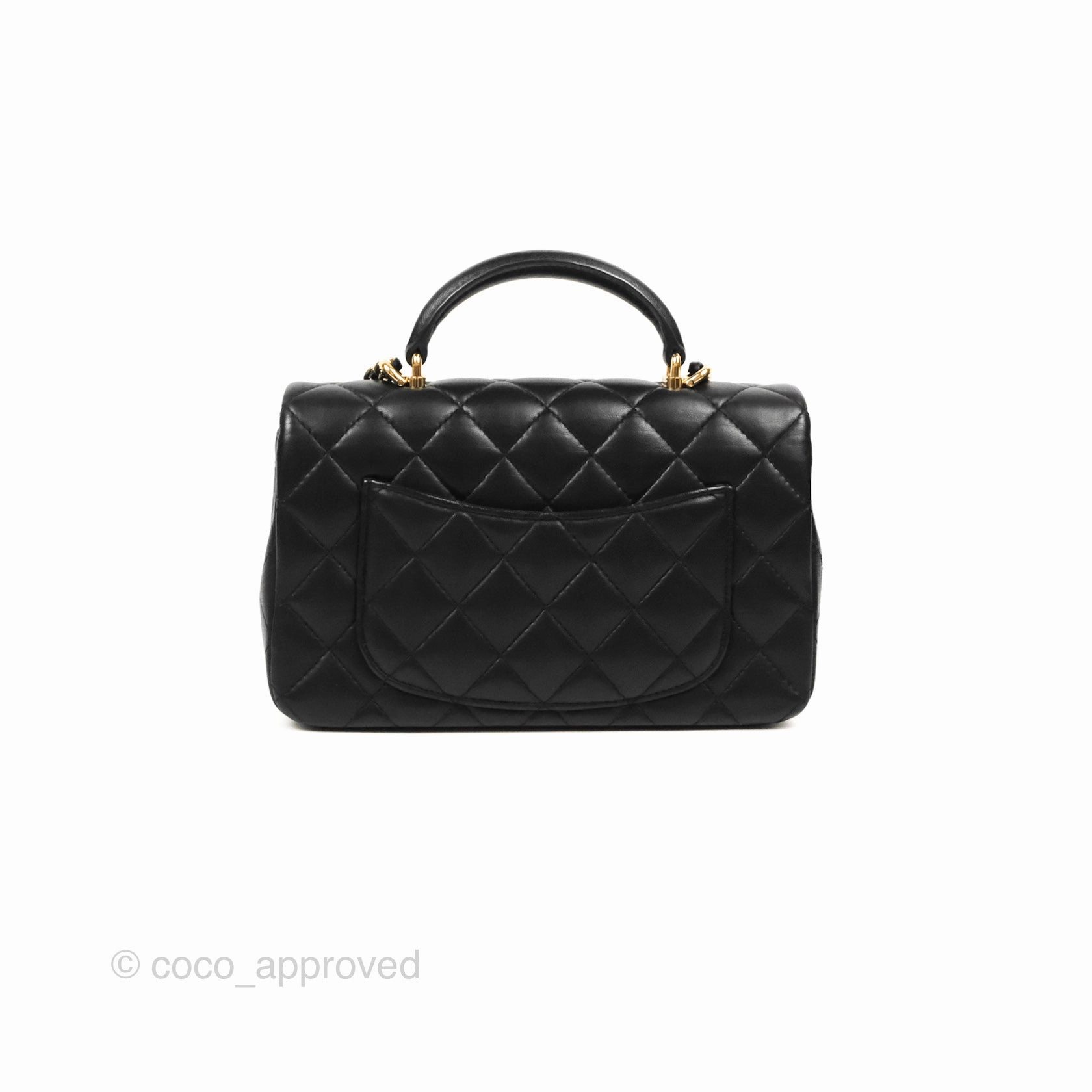 Chanel Top Handle Mini Rectangular Flap Bag Black Lambskin Gold Hardware