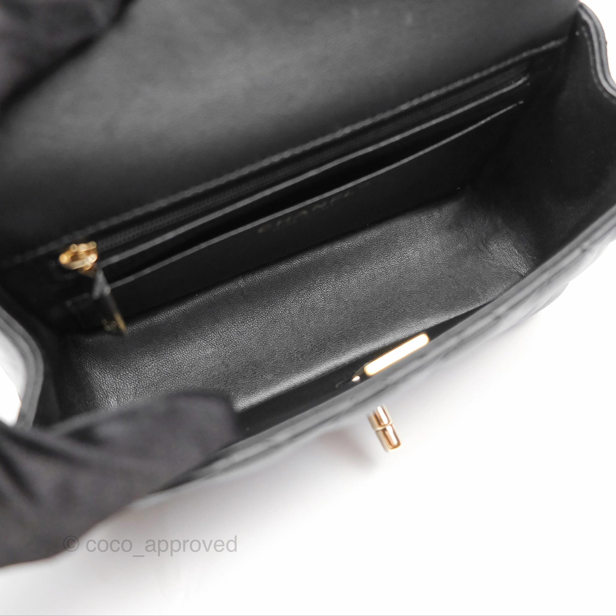 Chanel Top Handle Mini Rectangular Flap Bag Black Lambskin Gold Hardware