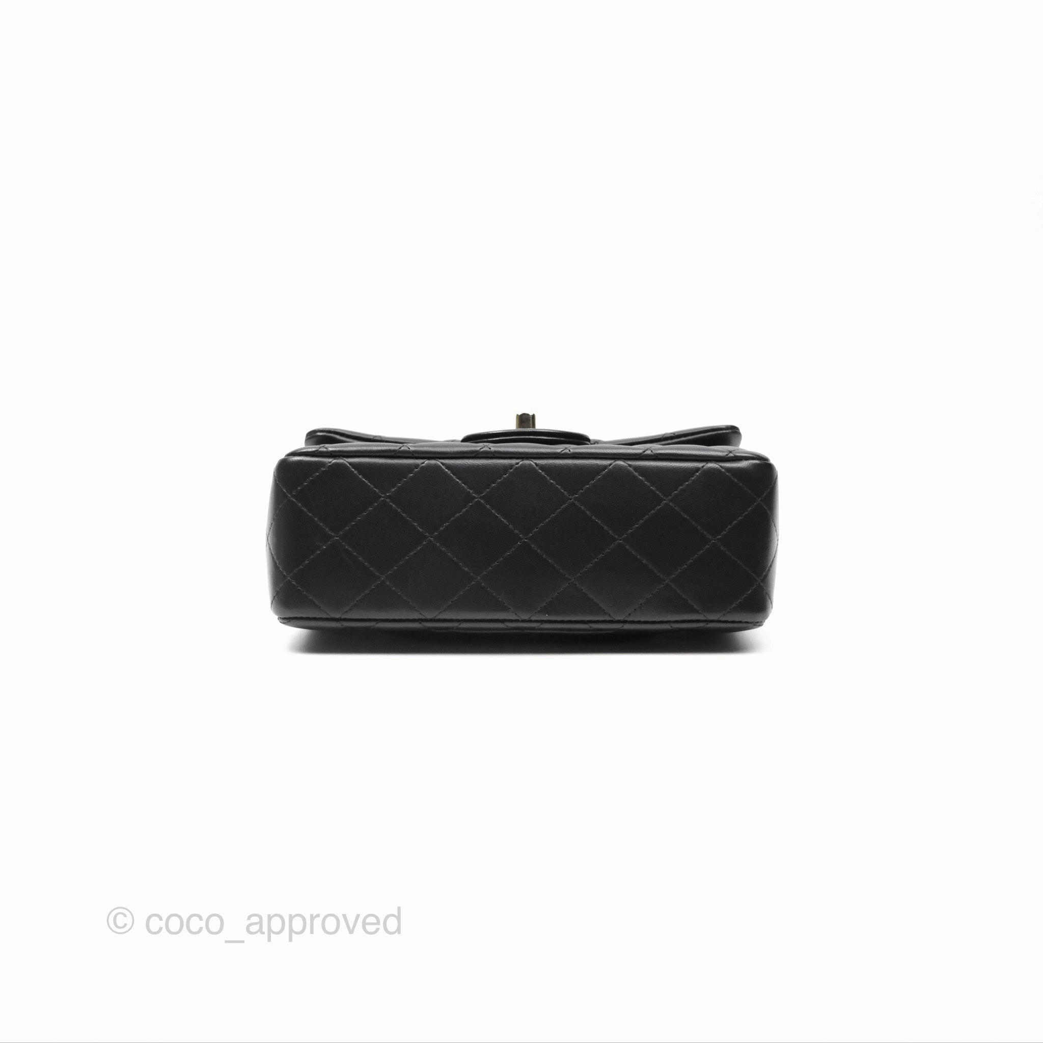 Chanel Top Handle Mini Rectangular Flap Bag Black Lambskin Gold Hardware