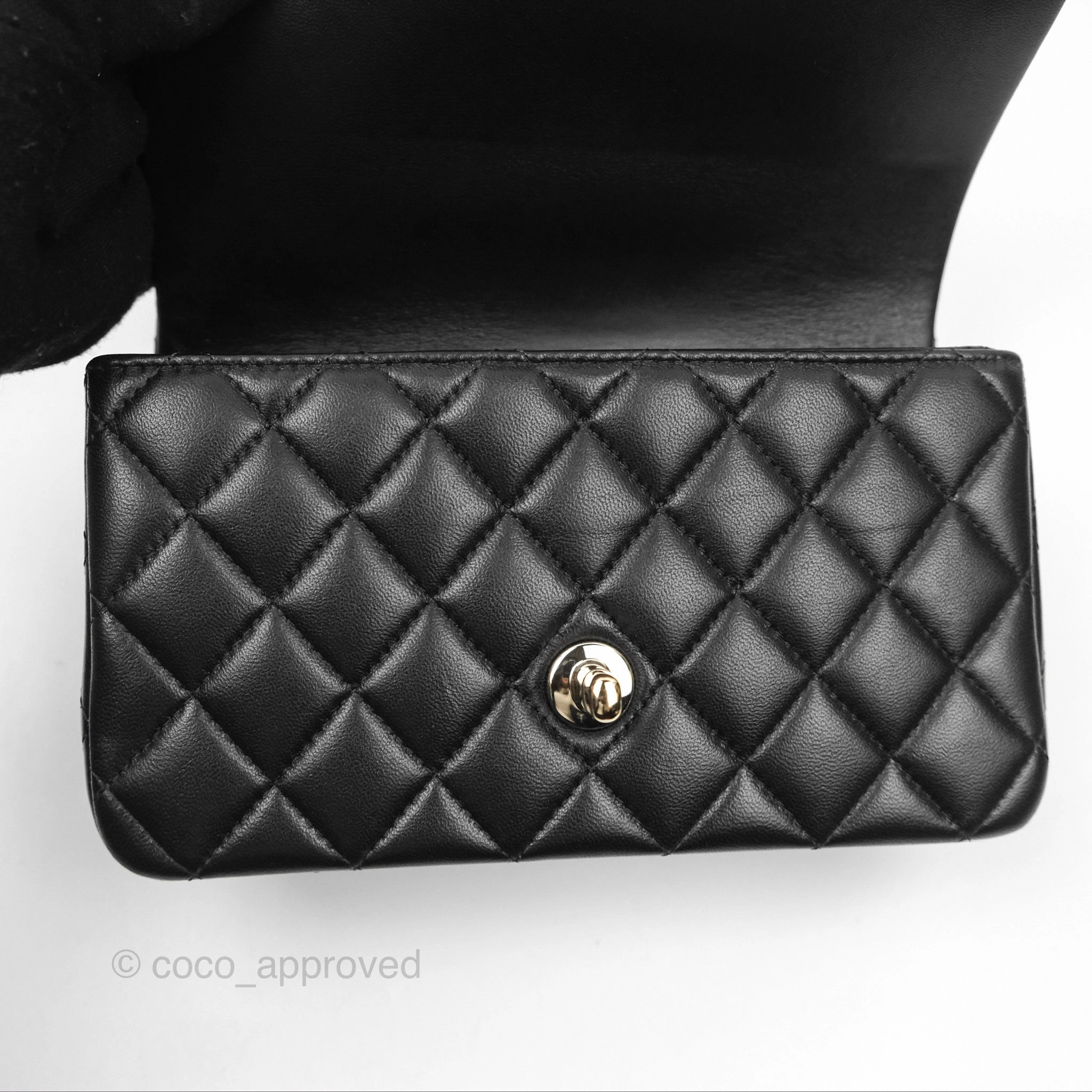 Chanel Top Handle Mini Rectangular Flap Bag Black Lambskin Gold Hardware