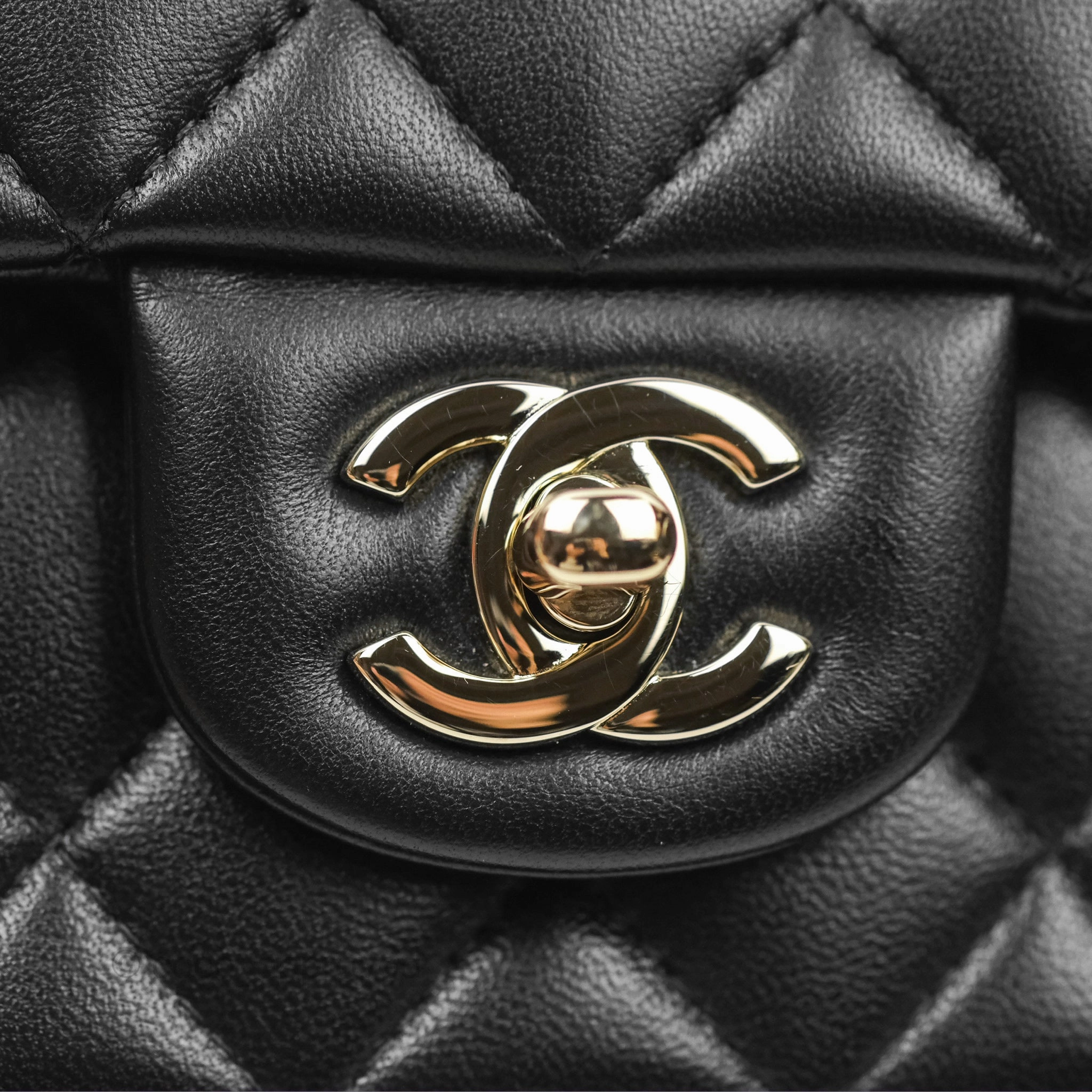 Chanel Top Handle Mini Rectangular Flap Bag Black Lambskin Gold Hardware