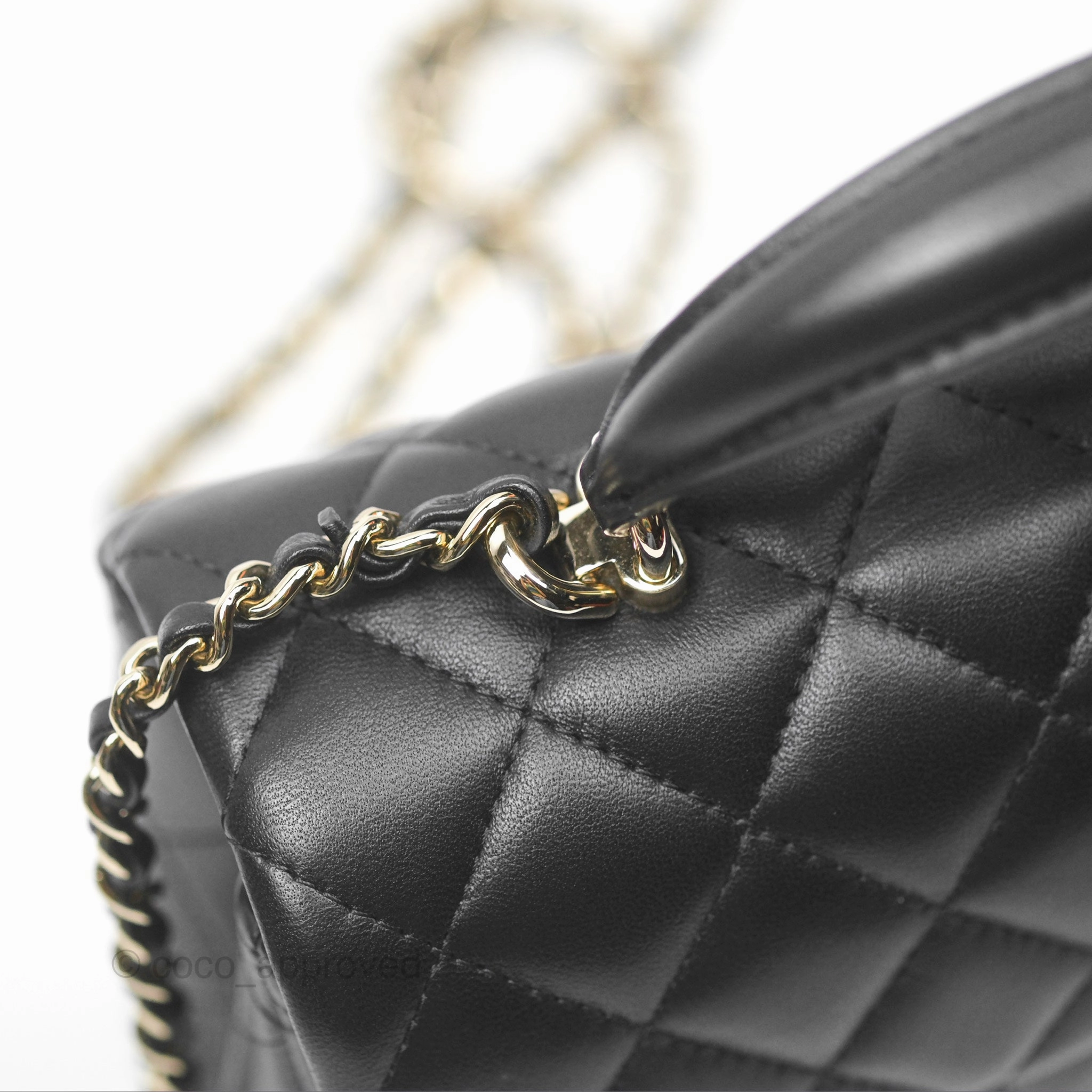 Chanel Top Handle Mini Rectangular Flap Bag Black Lambskin Gold Hardware