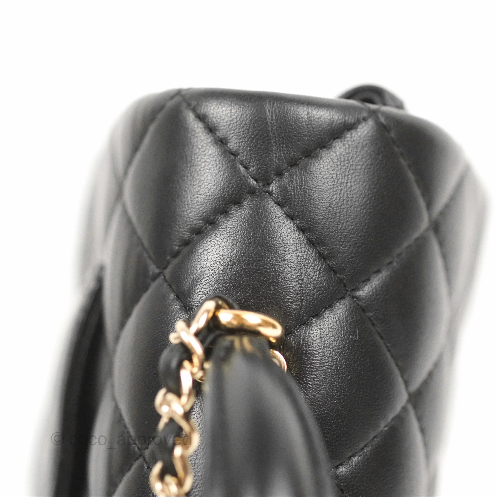 Chanel Top Handle Mini Rectangular Flap Bag Black Lambskin Gold Hardware