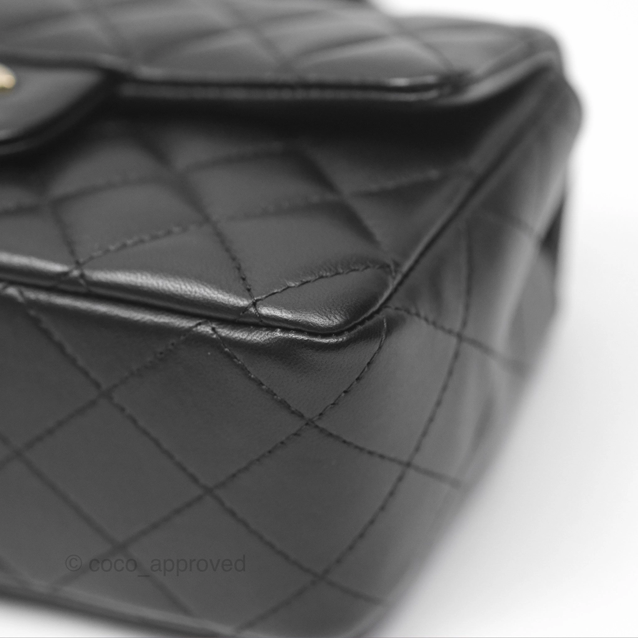 Chanel Top Handle Mini Rectangular Flap Bag Black Lambskin Gold Hardware