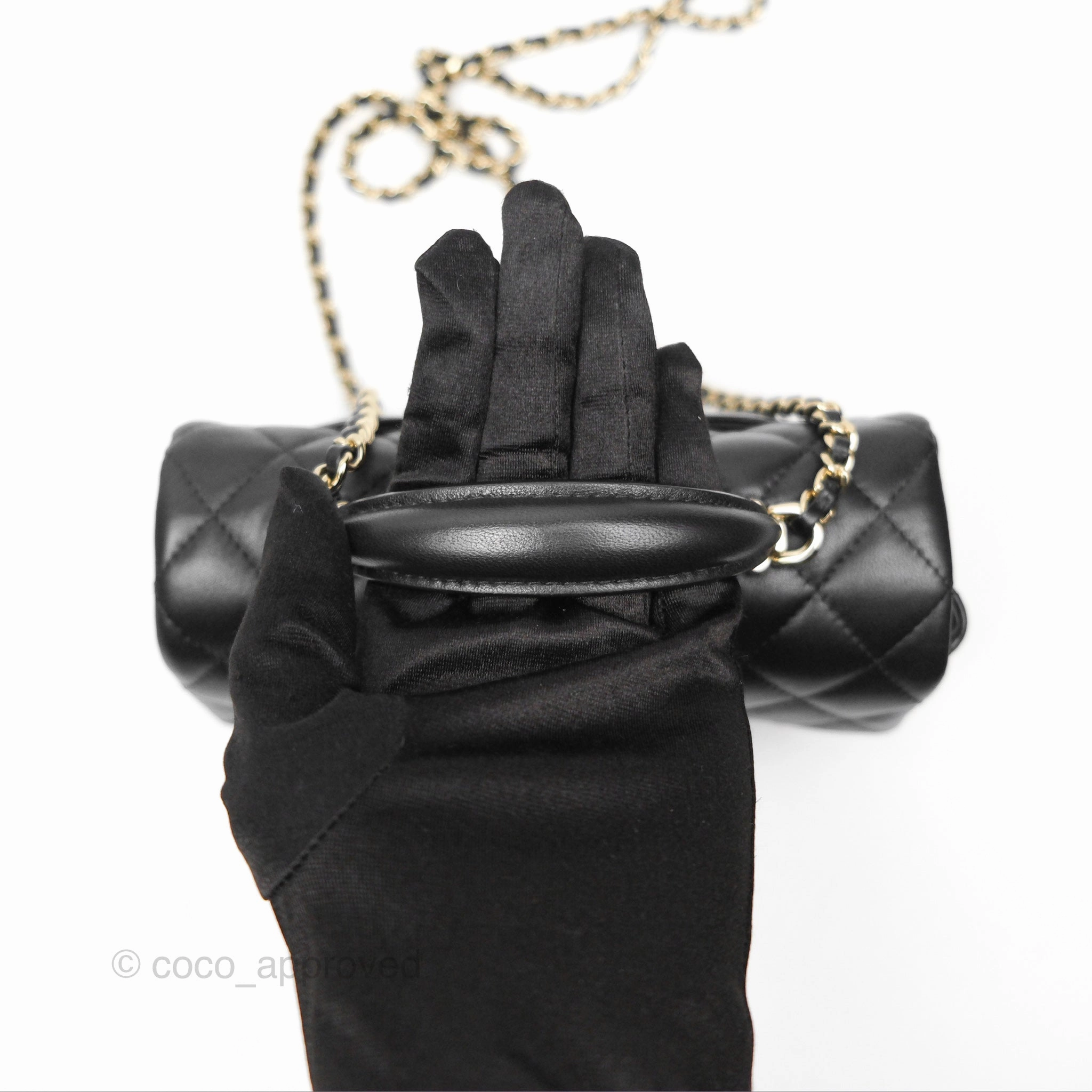 Chanel Top Handle Mini Rectangular Flap Bag Black Lambskin Gold Hardware