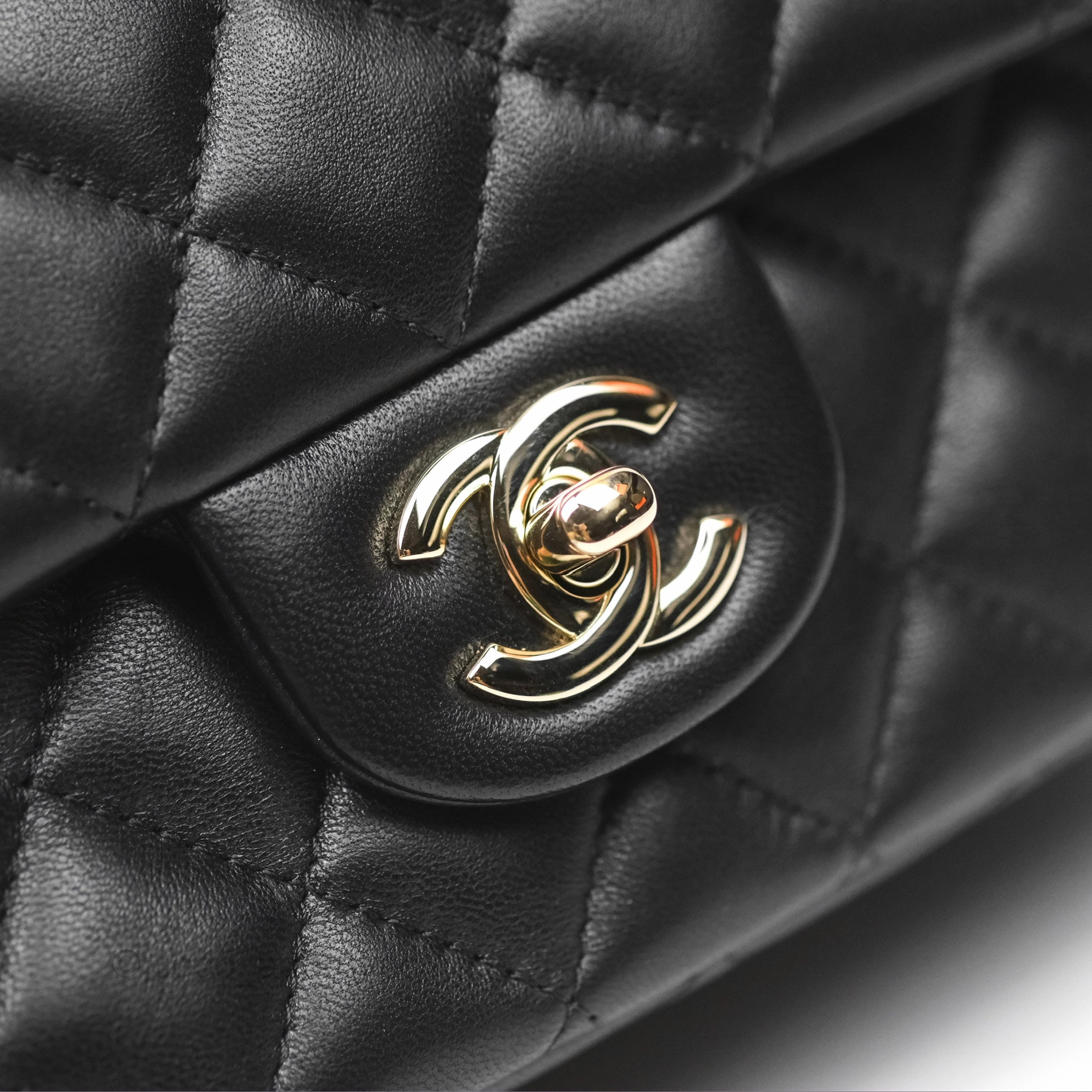 Chanel Top Handle Mini Rectangular Flap Bag Black Lambskin Gold Hardware