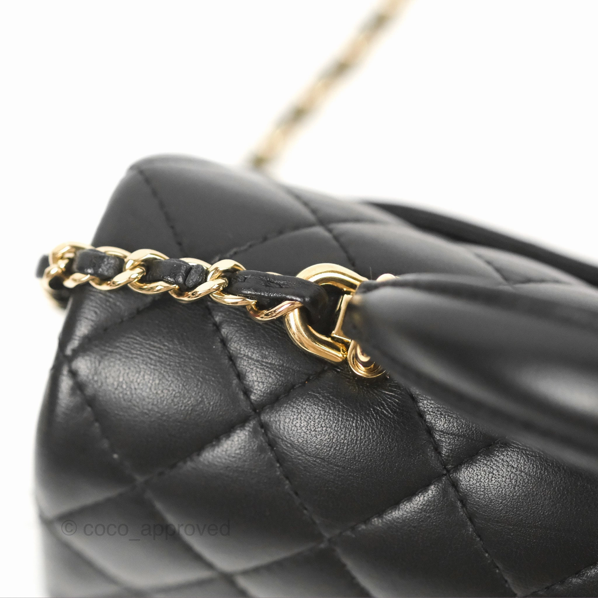 Chanel Top Handle Mini Rectangular Flap Bag Black Lambskin Gold Hardware