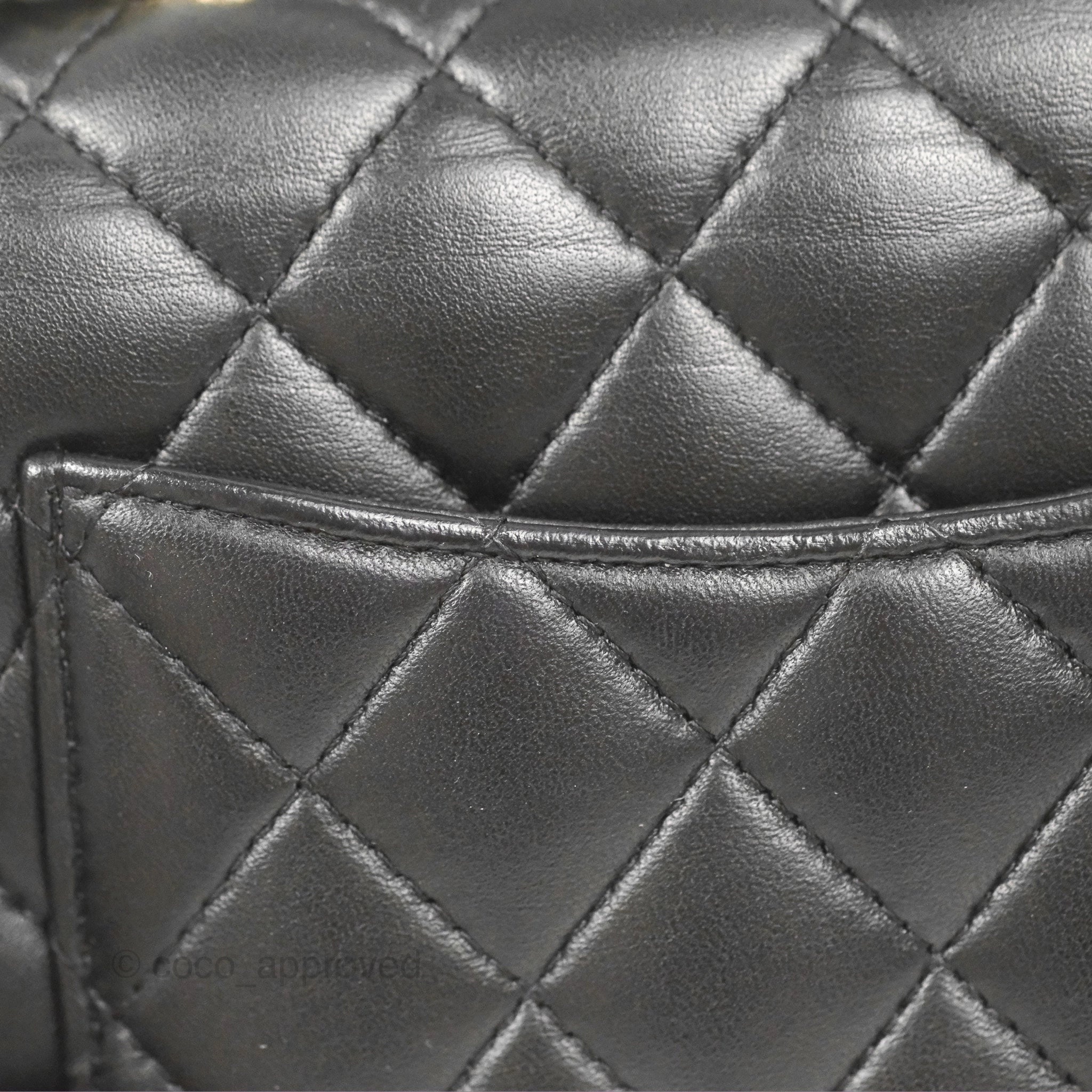 Chanel Top Handle Mini Rectangular Flap Bag Black Lambskin Gold Hardware