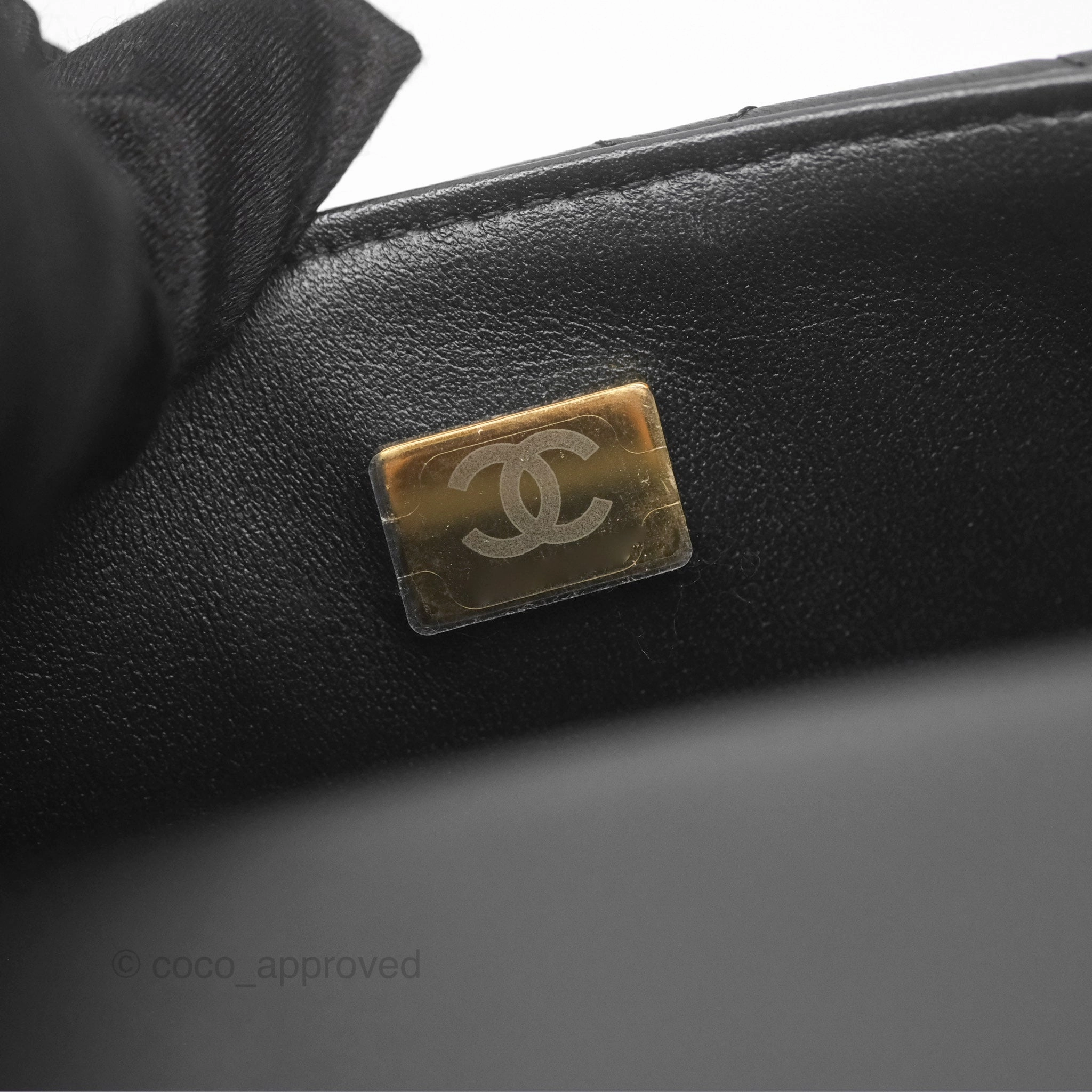 Chanel Top Handle Mini Rectangular Flap Bag Black Lambskin Gold Hardware