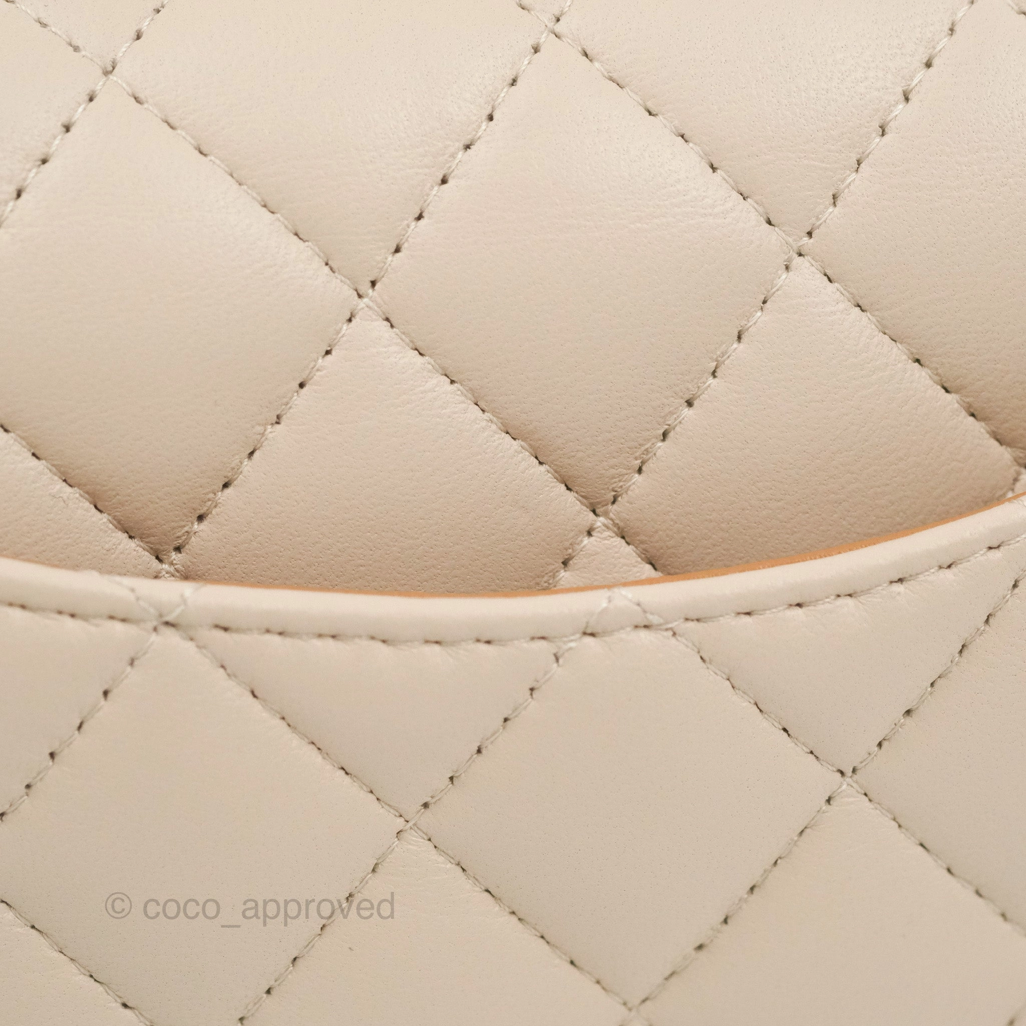 Chanel Top Handle Mini Rectangular Flap Bag Ecru/Beige Lambskin Gold Hardware 23P