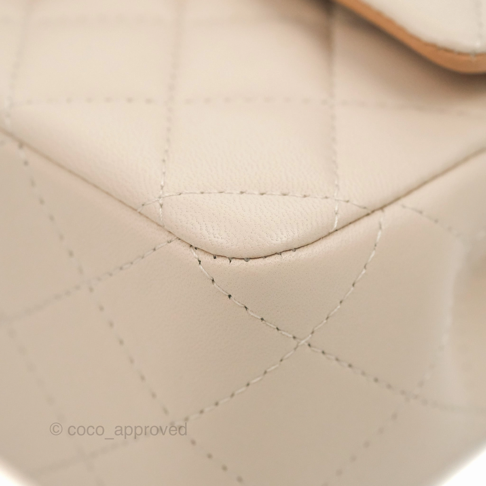 Chanel Top Handle Mini Rectangular Flap Bag Ecru/Beige Lambskin Gold Hardware 23P