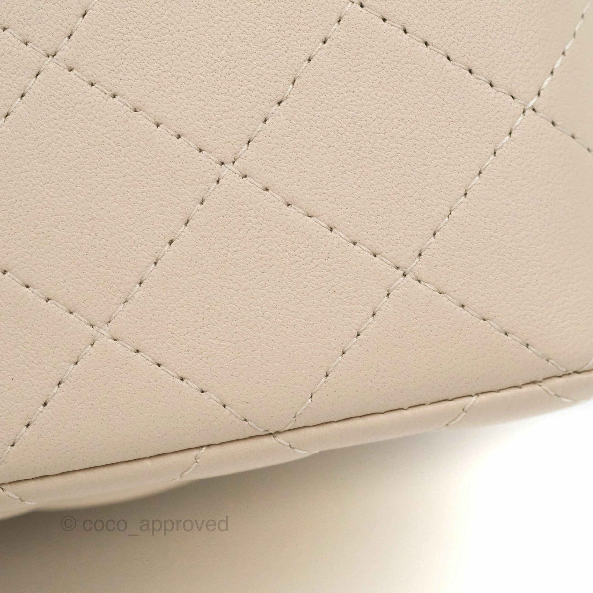 Chanel Top Handle Mini Rectangular Flap Bag Ecru/Beige Lambskin Gold Hardware 23P