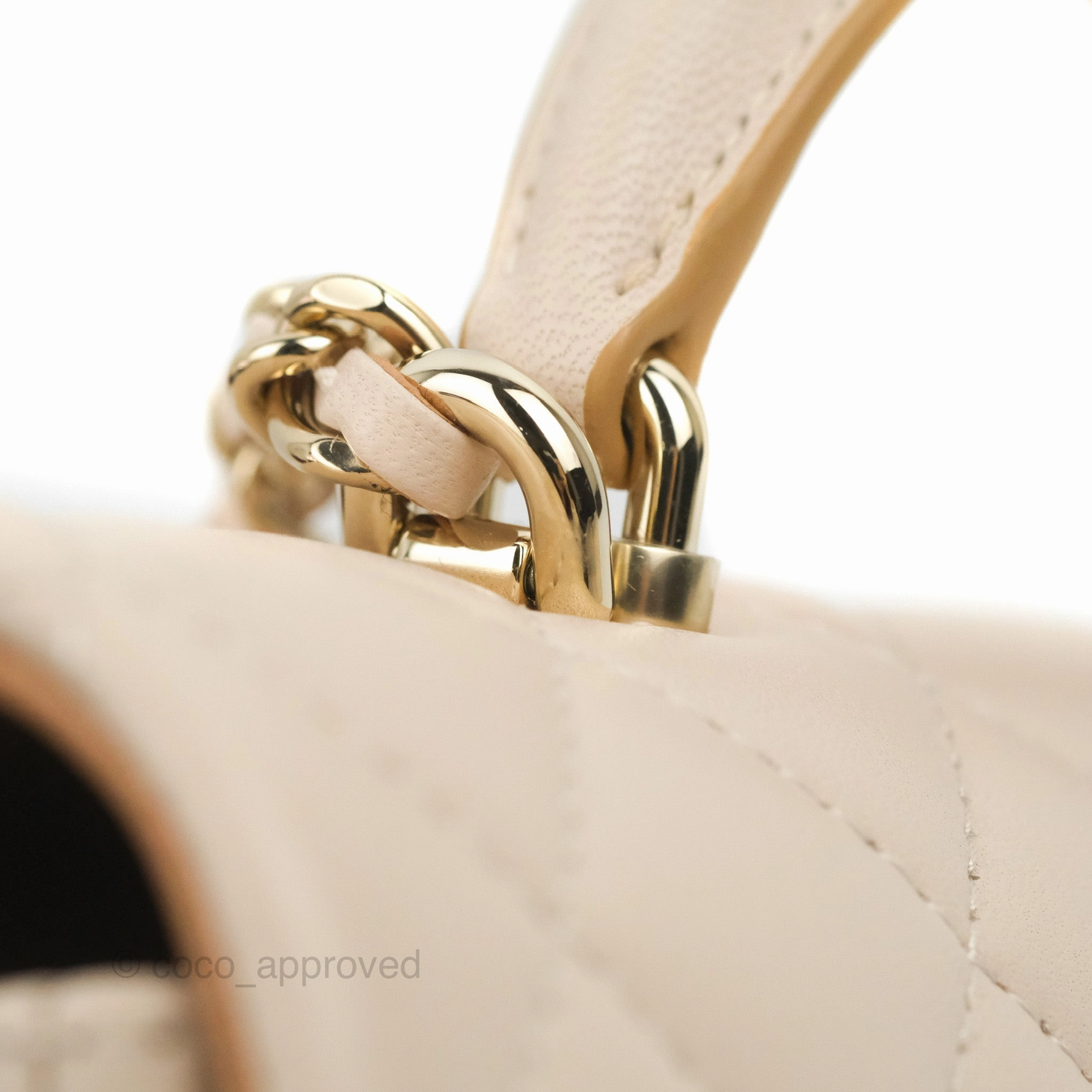Chanel Top Handle Mini Rectangular Flap Bag Ecru/Beige Lambskin Gold Hardware 23P