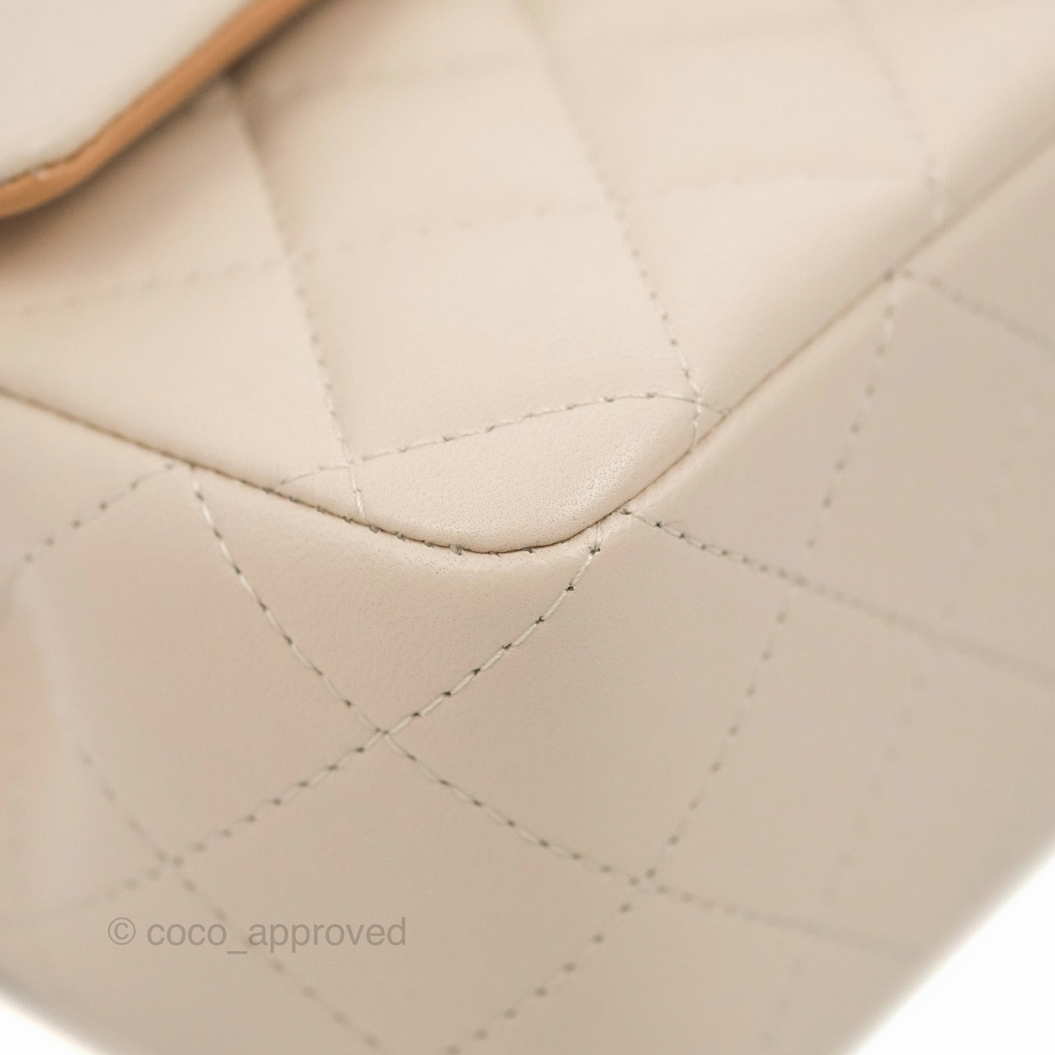 Chanel Top Handle Mini Rectangular Flap Bag Ecru/Beige Lambskin Gold Hardware 23P