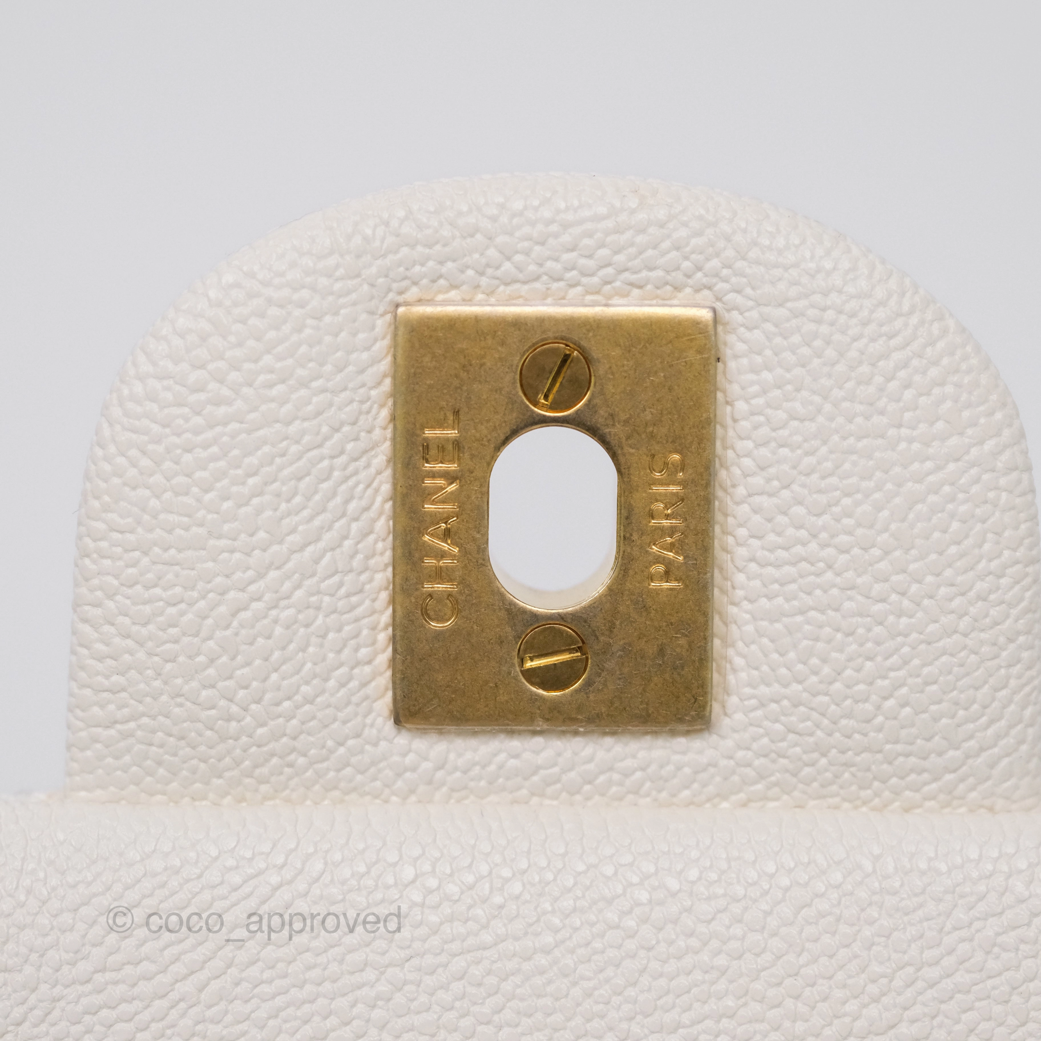 Chanel Top Handle Mini Rectangular Flap Bag Ivory Caviar Gold Hardware