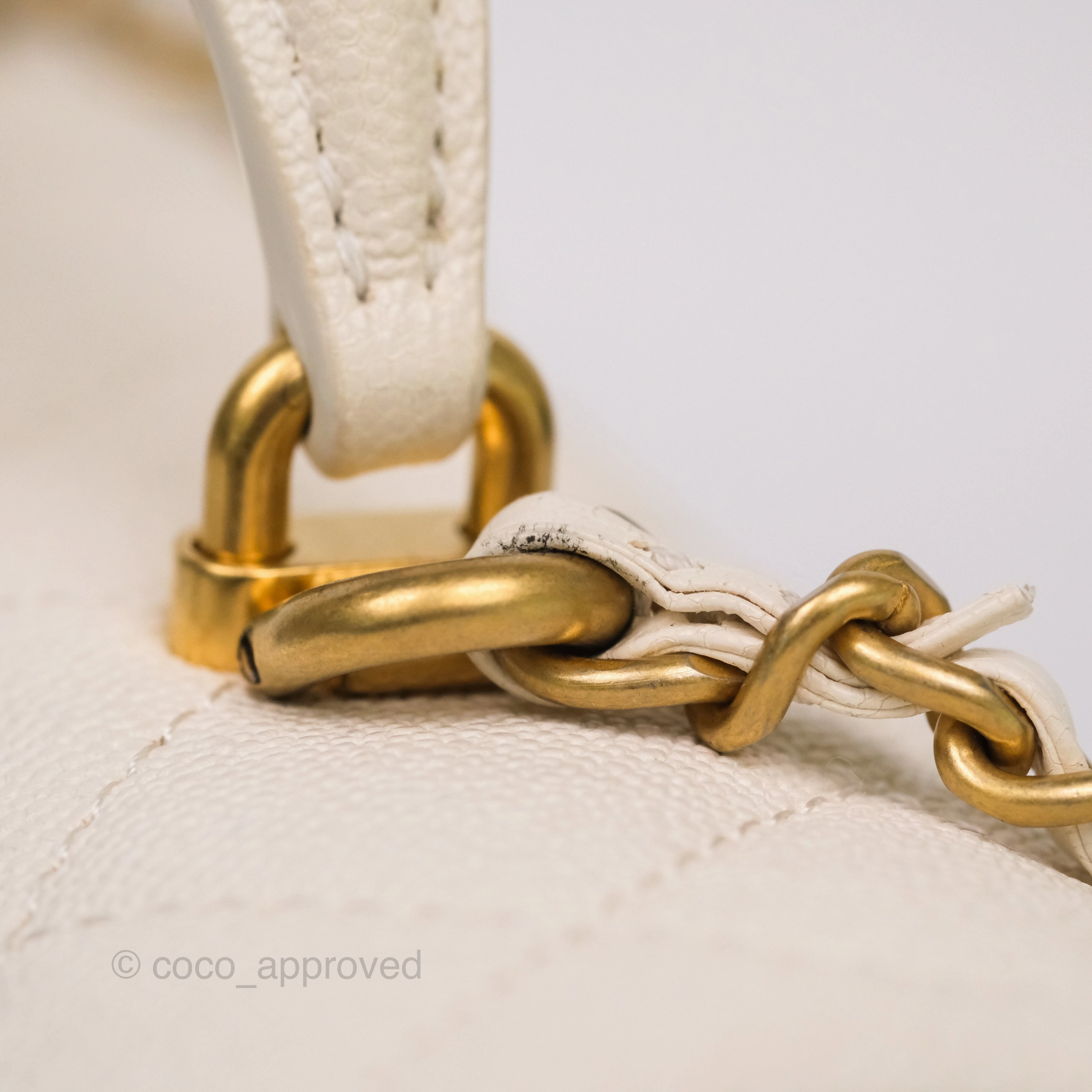 Chanel Top Handle Mini Rectangular Flap Bag Ivory Caviar Gold Hardware
