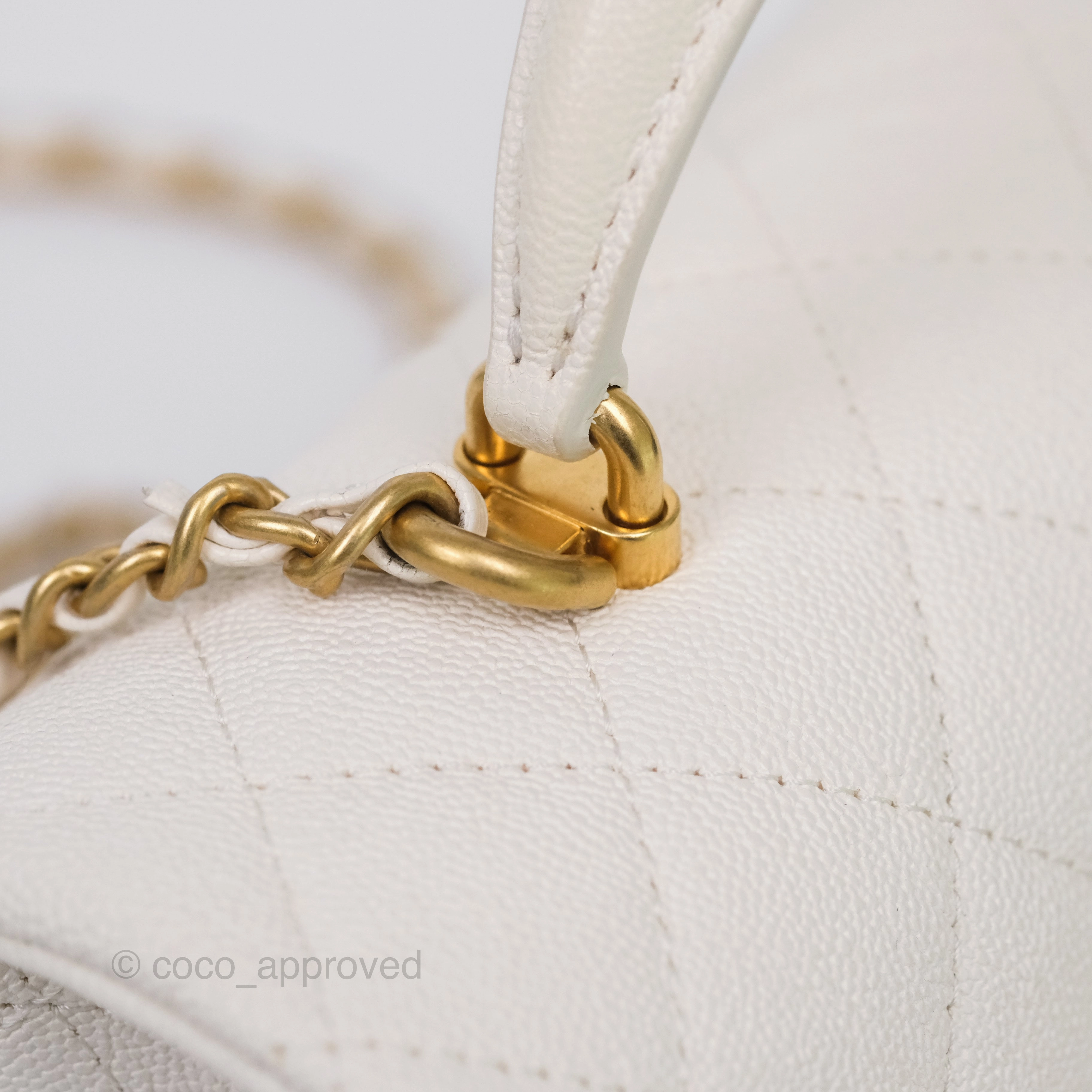 Chanel Top Handle Mini Rectangular Flap Bag Ivory Caviar Gold Hardware