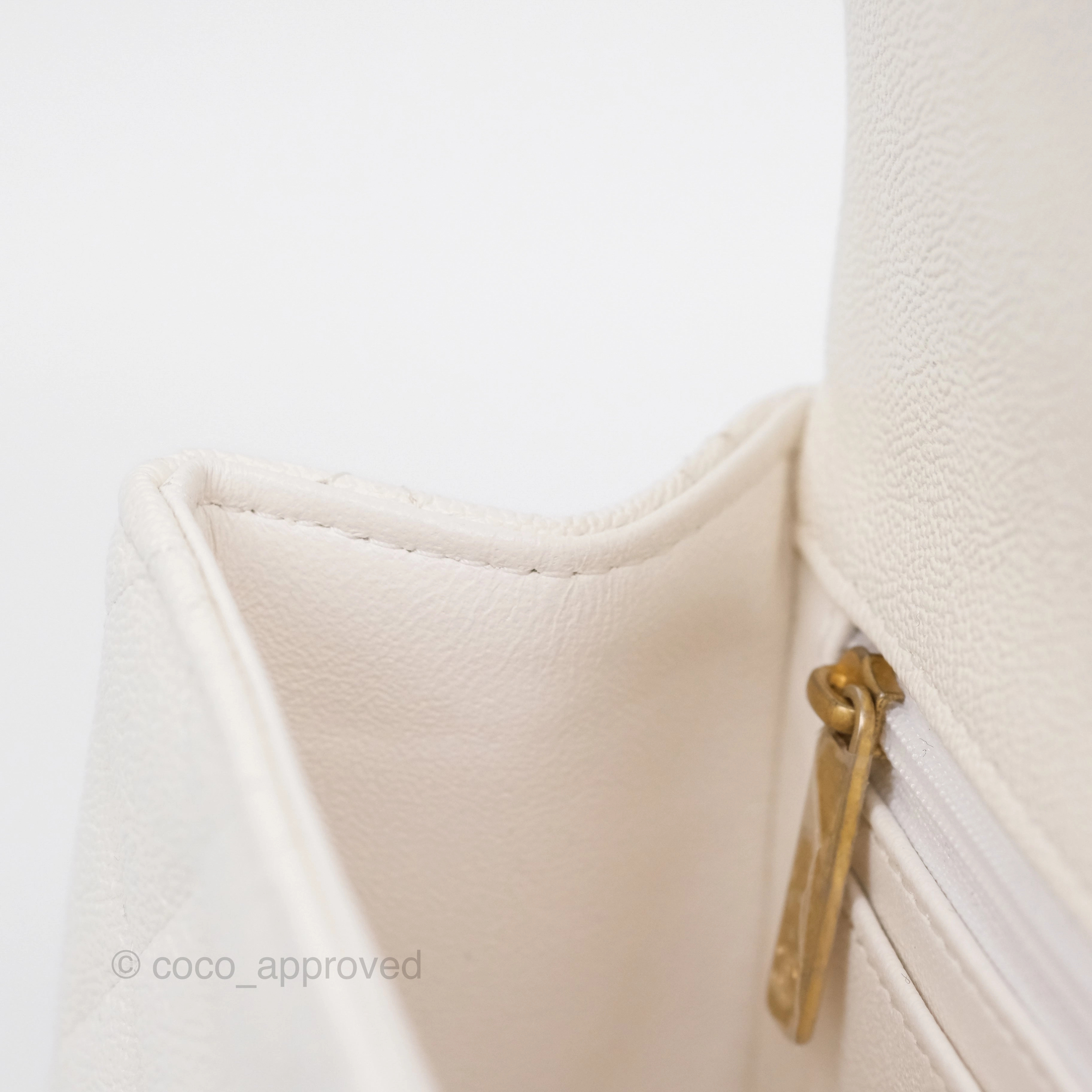 Chanel Top Handle Mini Rectangular Flap Bag Ivory Caviar Gold Hardware