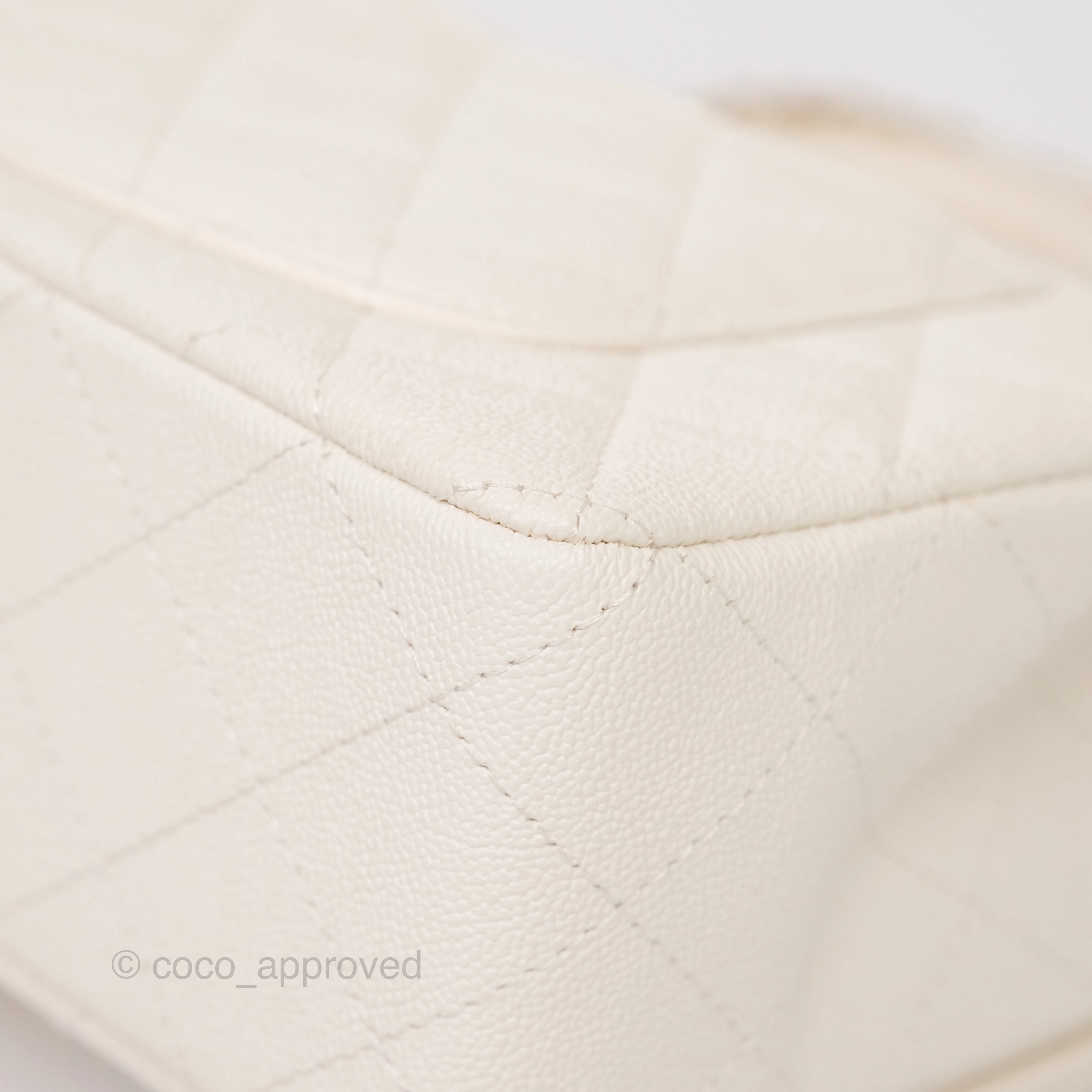Chanel Top Handle Mini Rectangular Flap Bag Ivory Caviar Gold Hardware
