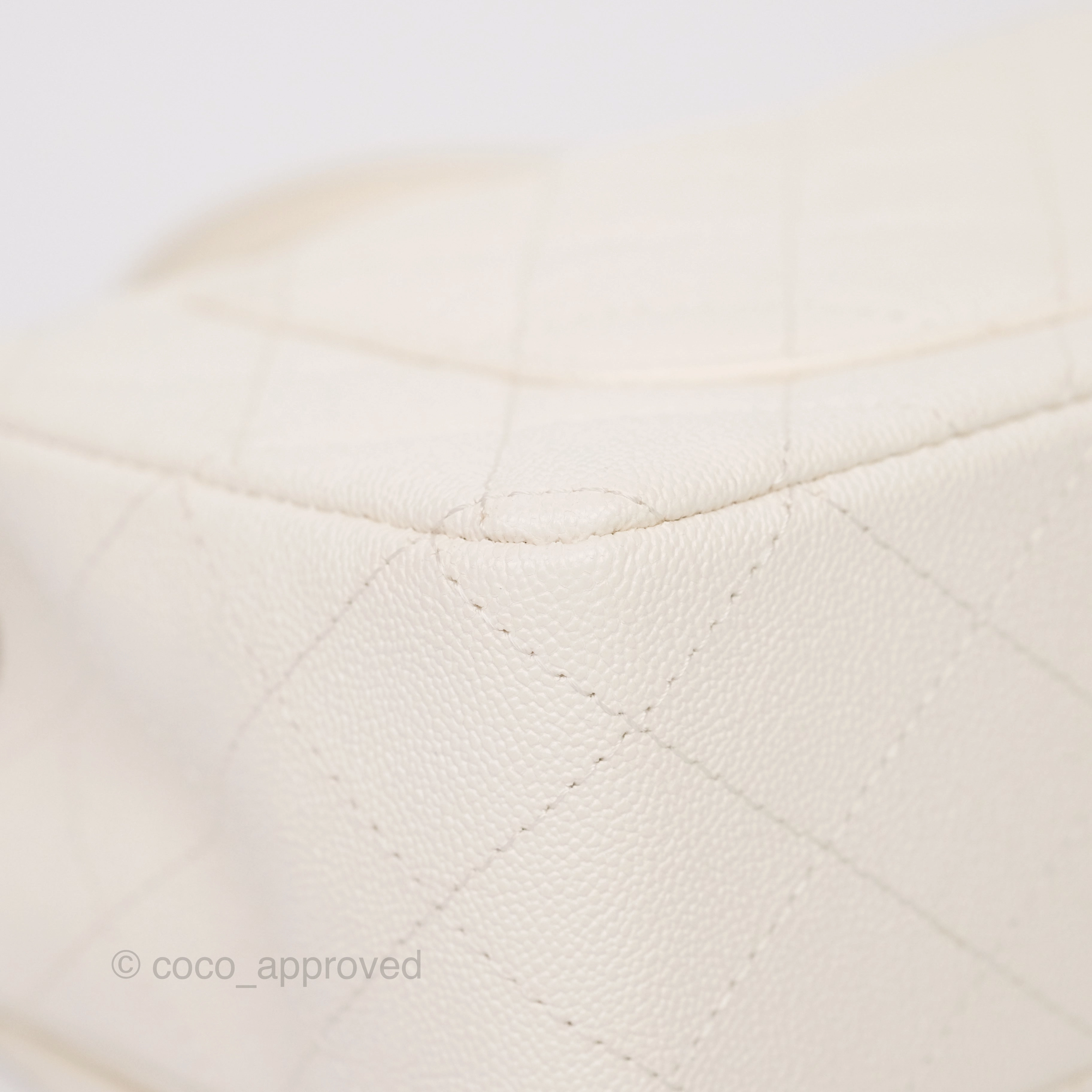 Chanel Top Handle Mini Rectangular Flap Bag Ivory Caviar Gold Hardware