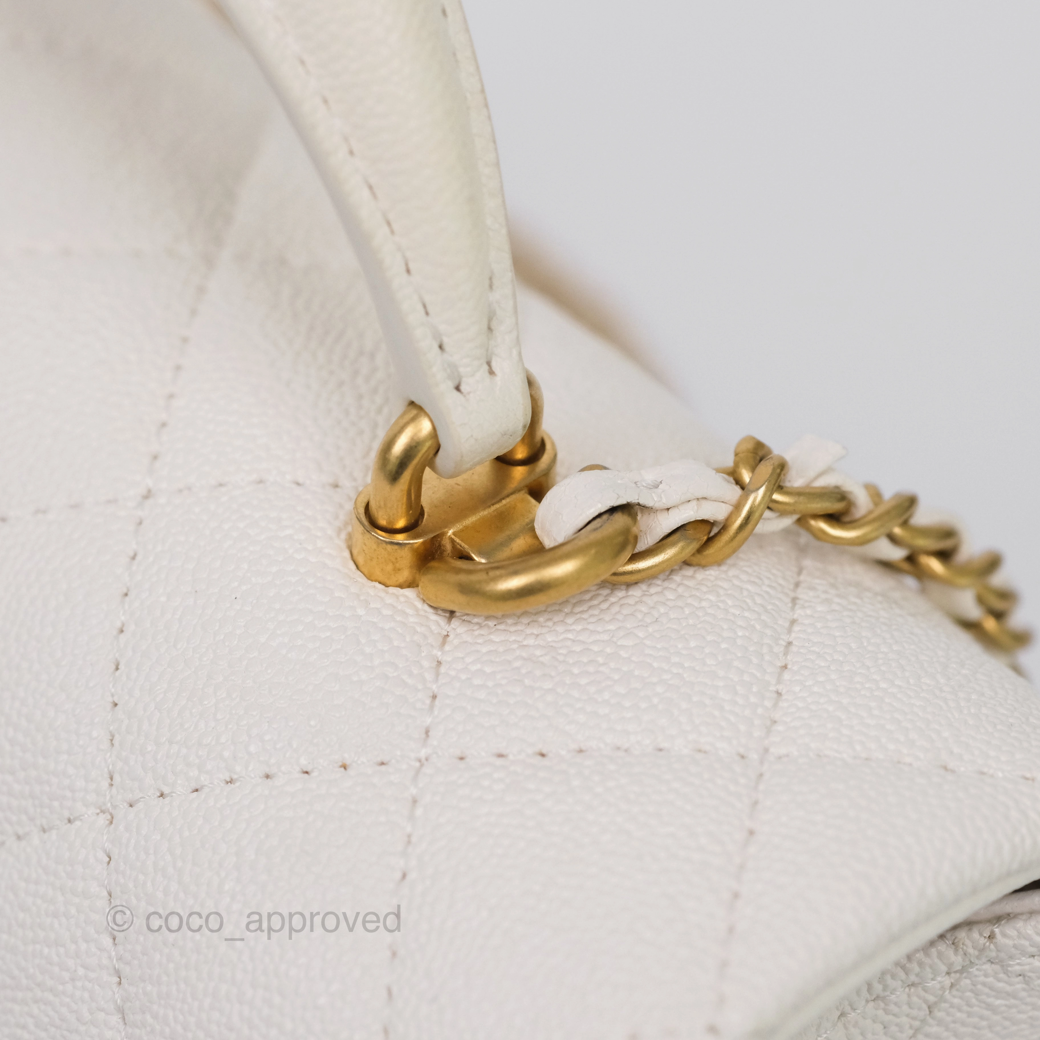 Chanel Top Handle Mini Rectangular Flap Bag Ivory Caviar Gold Hardware
