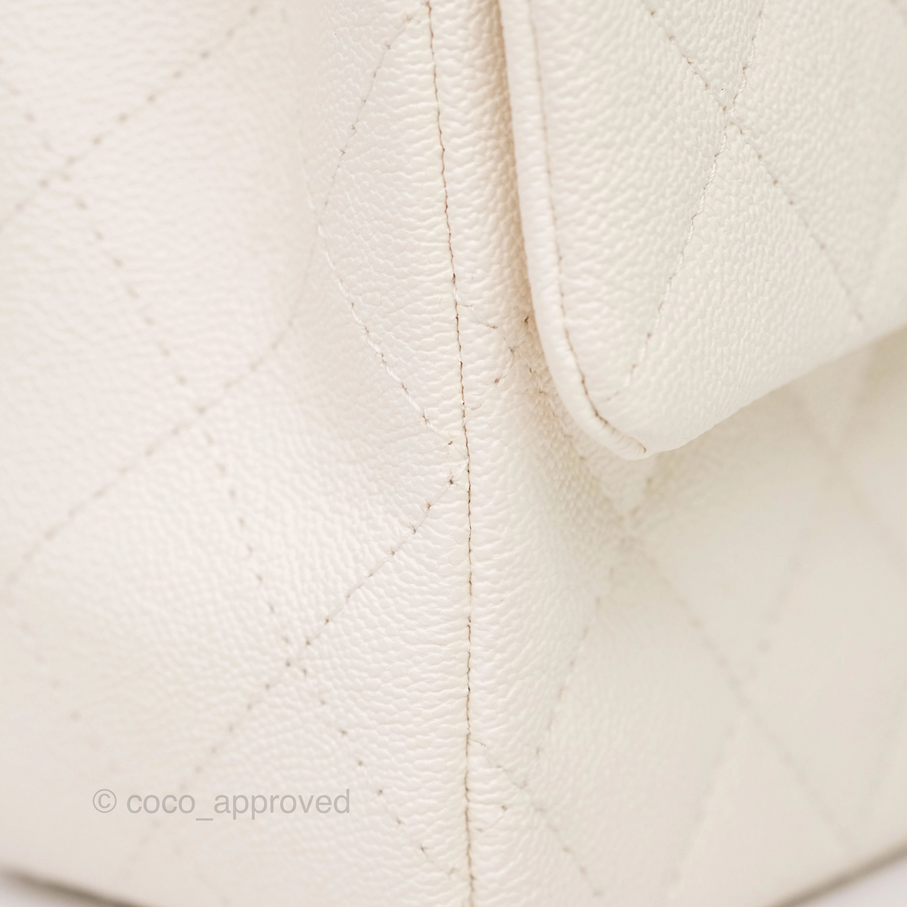 Chanel Top Handle Mini Rectangular Flap Bag Ivory Caviar Gold Hardware
